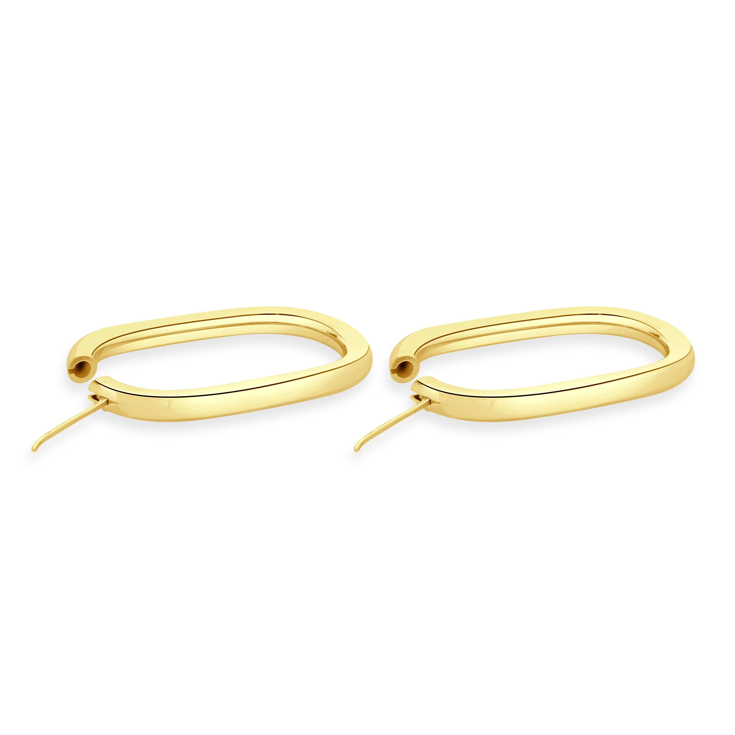 18 Karat Yellow Gold Oval Tube Hoop Earrings - Image 4