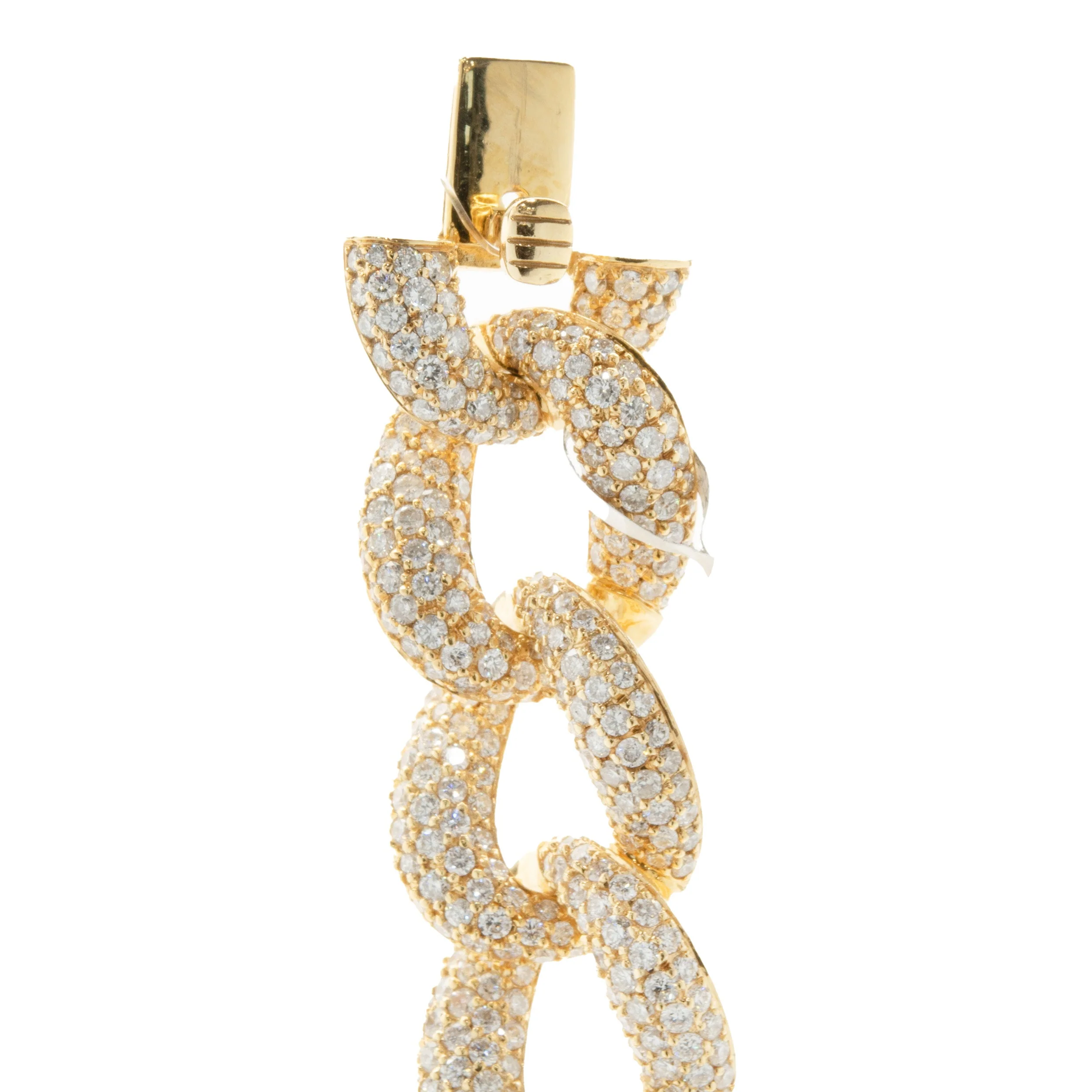 18 Karat Yellow Gold Pave Diamond Cuban Link Bracelet - Image 2