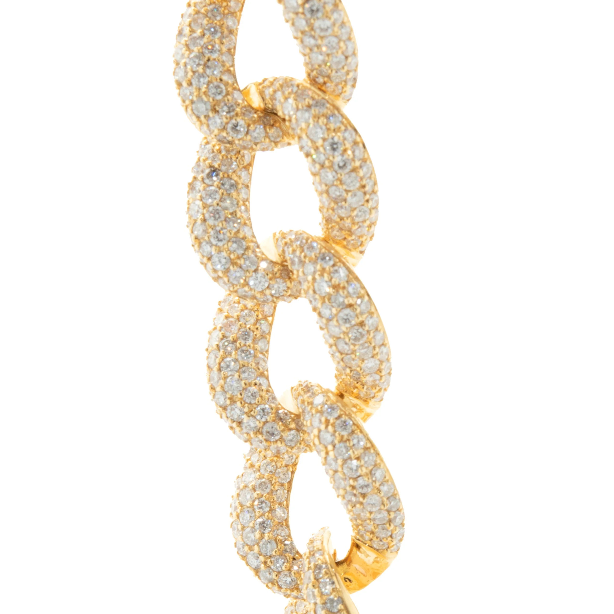 18 Karat Yellow Gold Pave Diamond Cuban Link Bracelet - Image 4