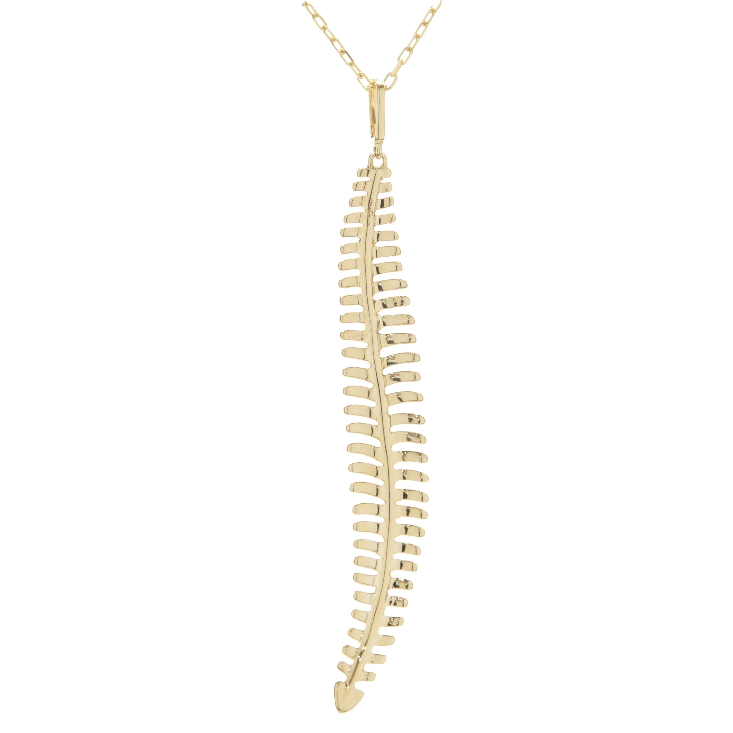 18 Karat Yellow Gold Pave Diamond Feather Drop Necklace - Image 2
