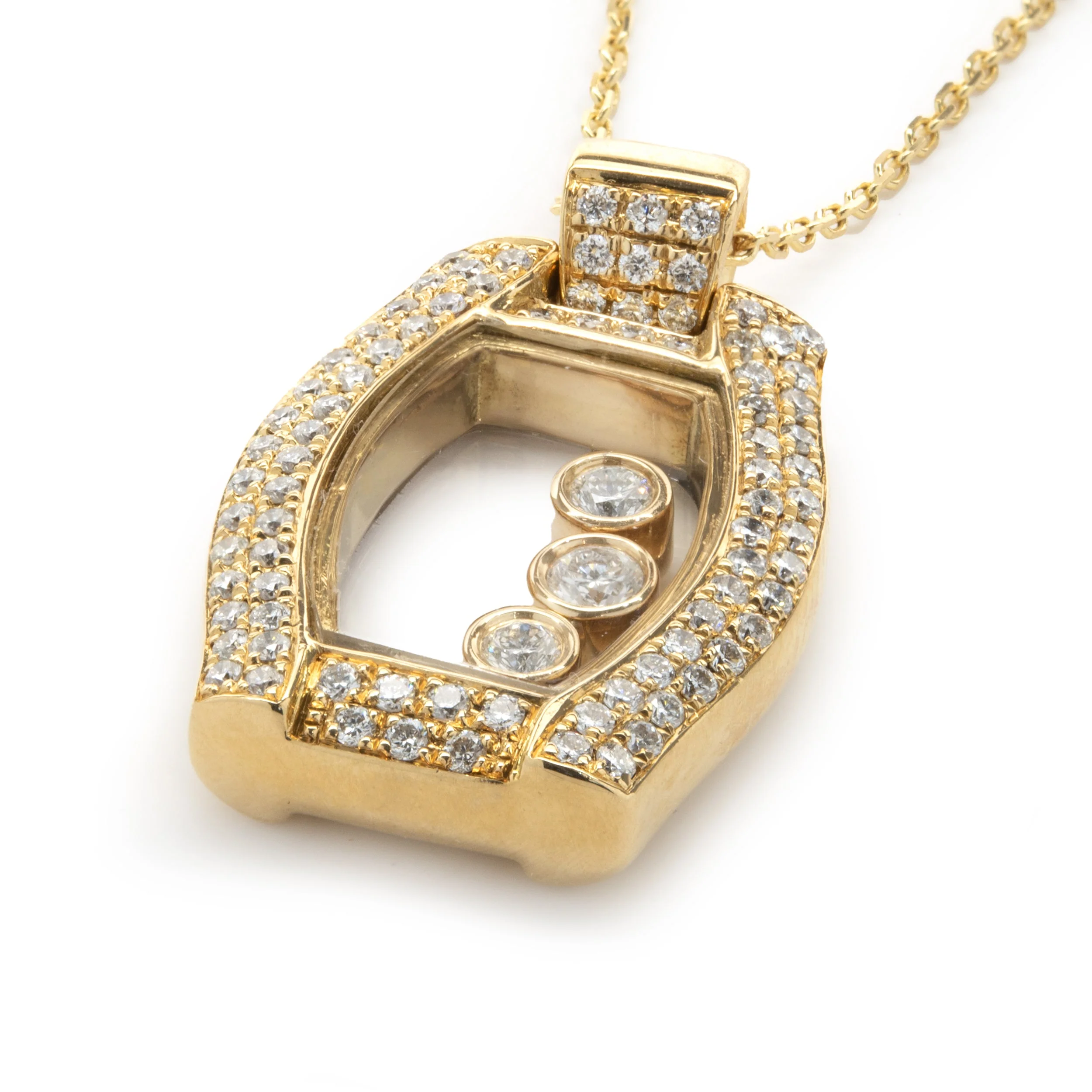 18 Karat Yellow Gold Pave Diamond Floating Diamond Necklace - Image 2