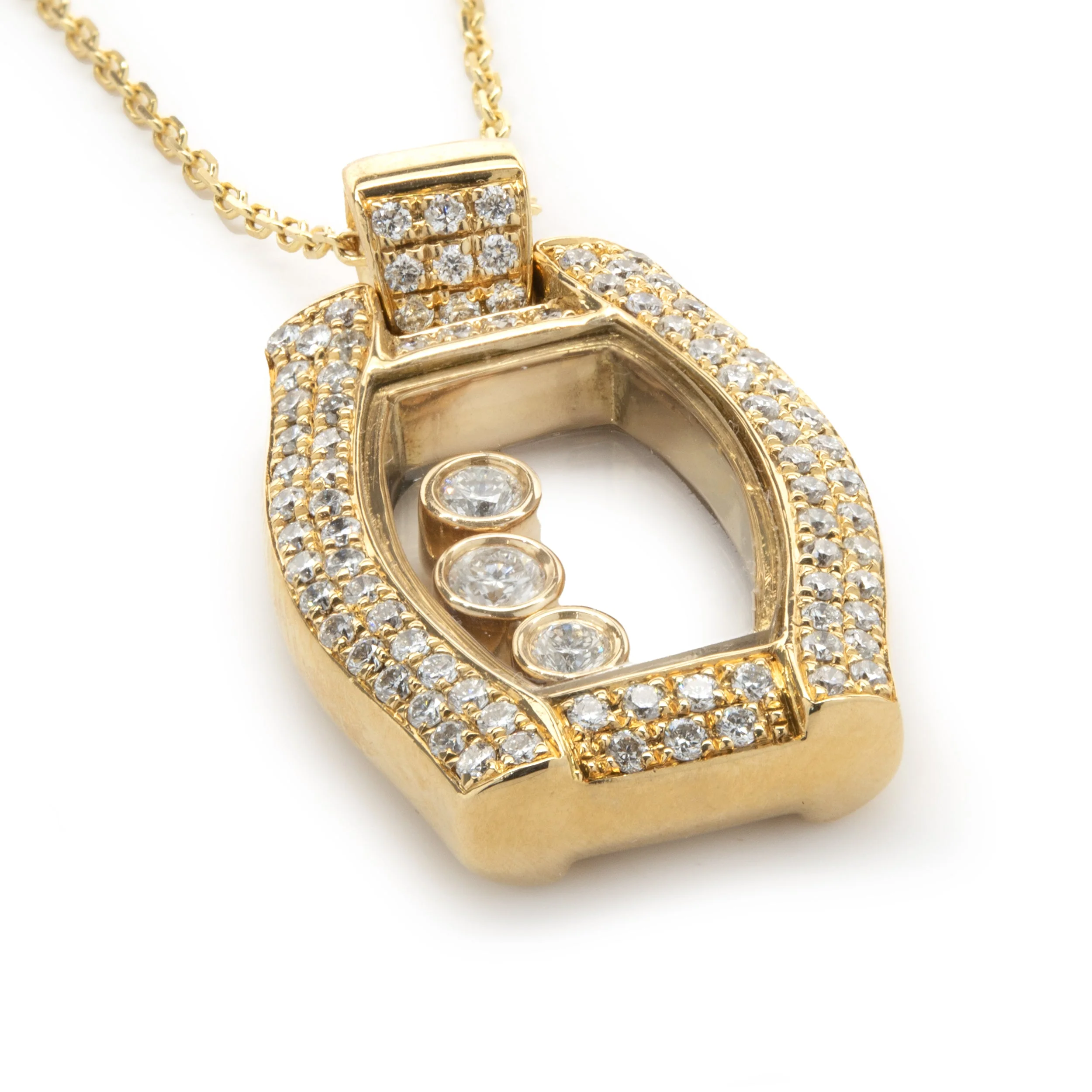 18 Karat Yellow Gold Pave Diamond Floating Diamond Necklace - Image 3