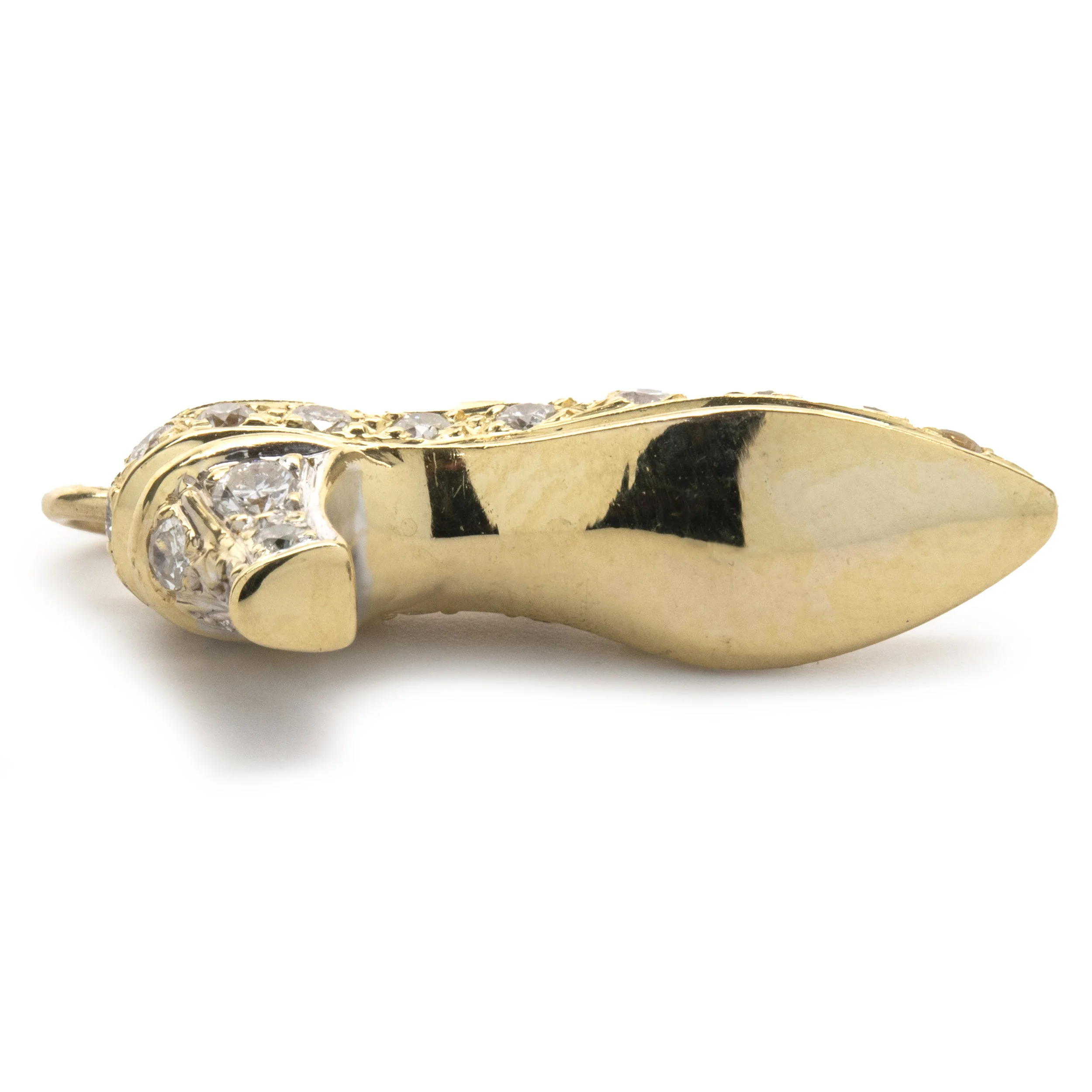18 Karat Yellow Gold Pave Diamond High Heel Pendant - Image 3