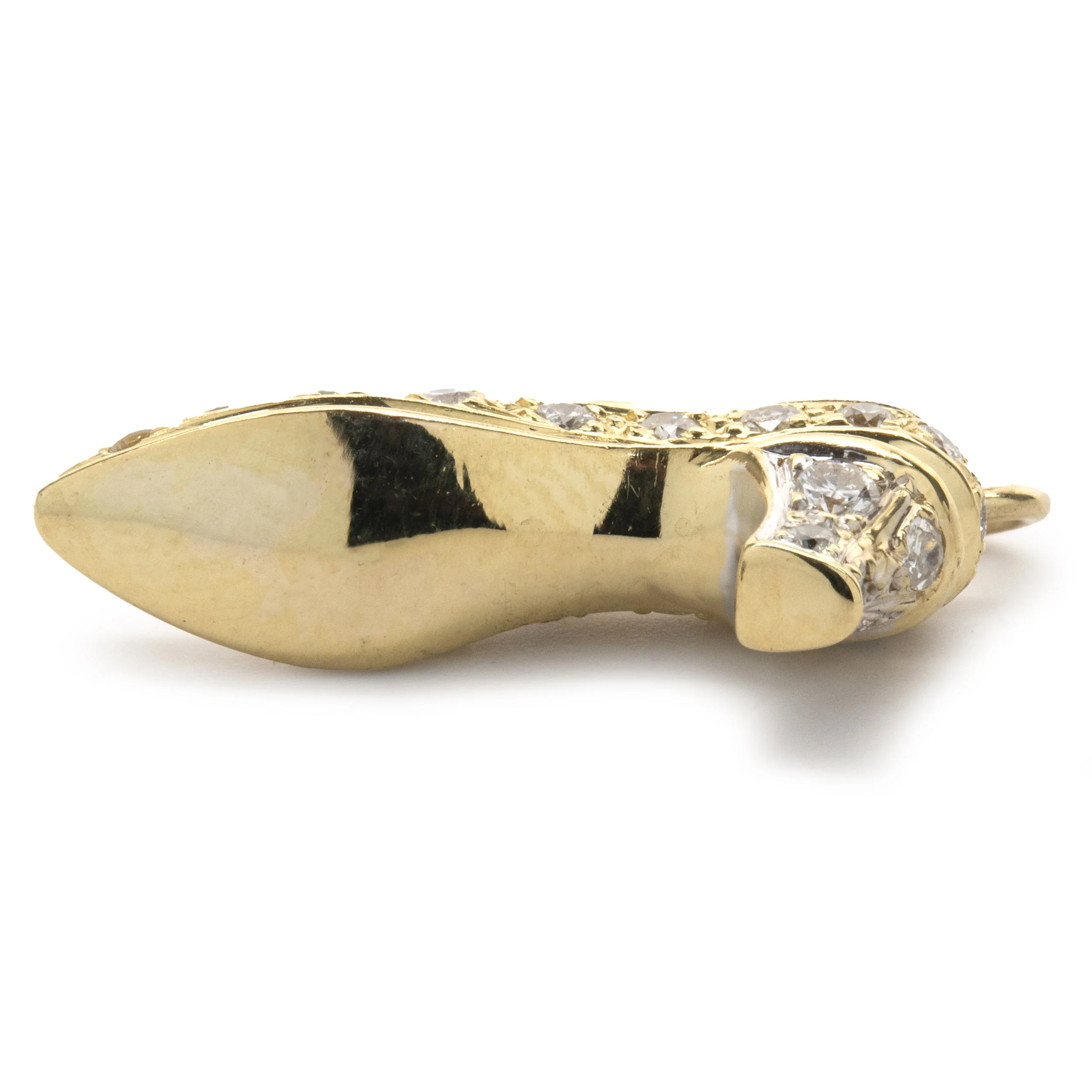 18 Karat Yellow Gold Pave Diamond High Heel Pendant - Image 4