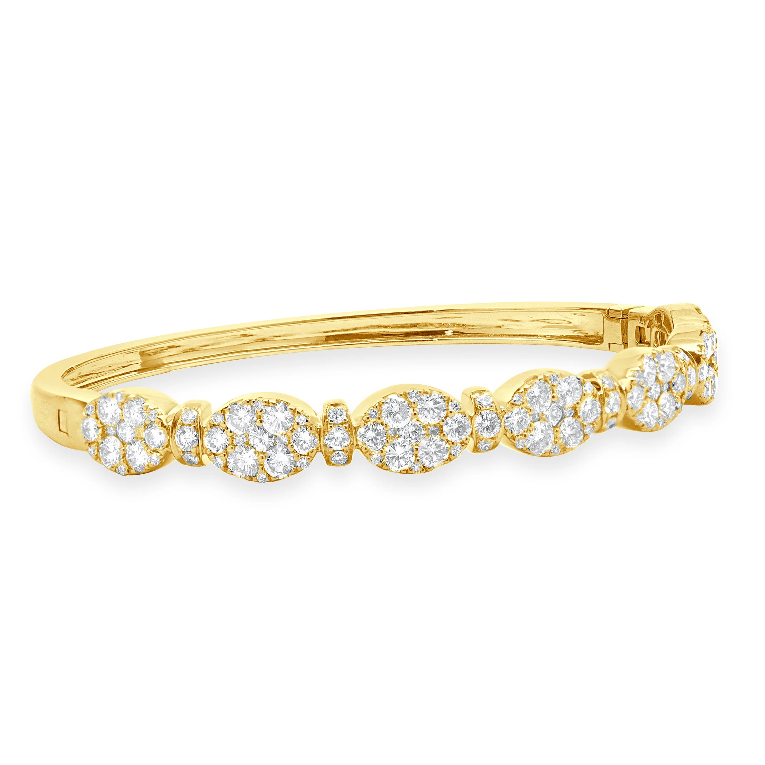 18 Karat Yellow Gold Pave Diamond Multi Shape Diamond Bangle Bracelet - Image 2