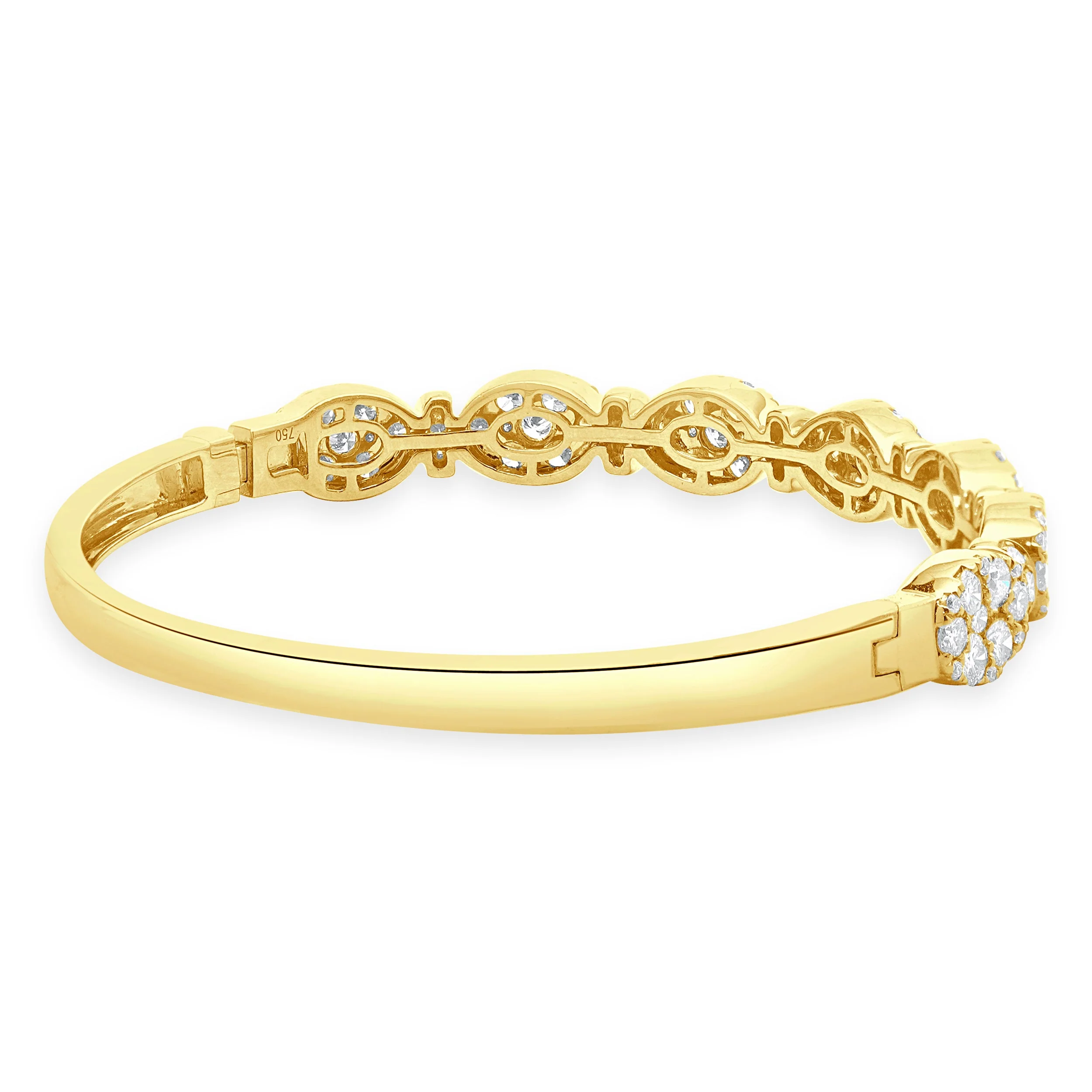 18 Karat Yellow Gold Pave Diamond Multi Shape Diamond Bangle Bracelet - Image 3