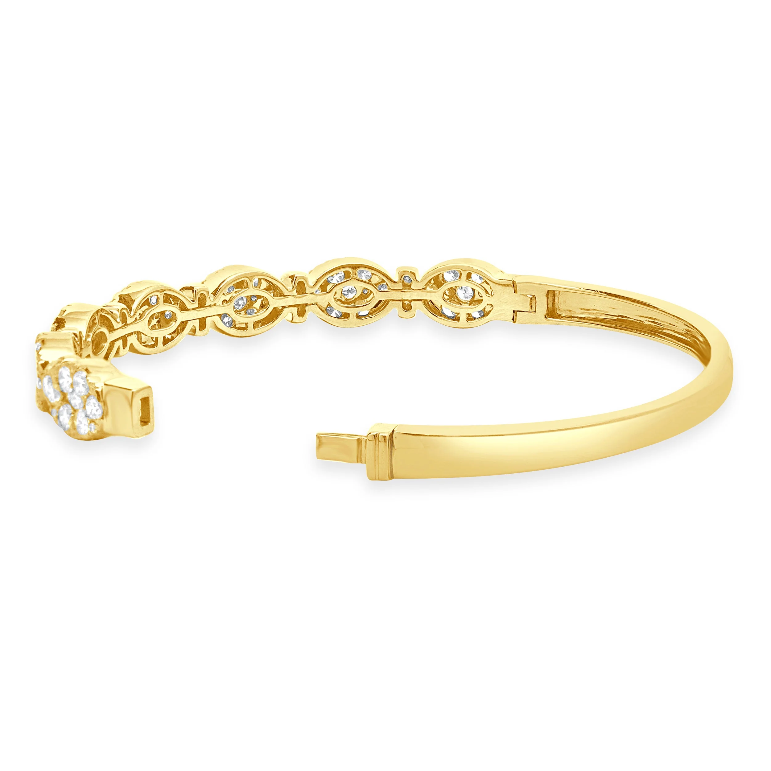 18 Karat Yellow Gold Pave Diamond Multi Shape Diamond Bangle Bracelet - Image 4