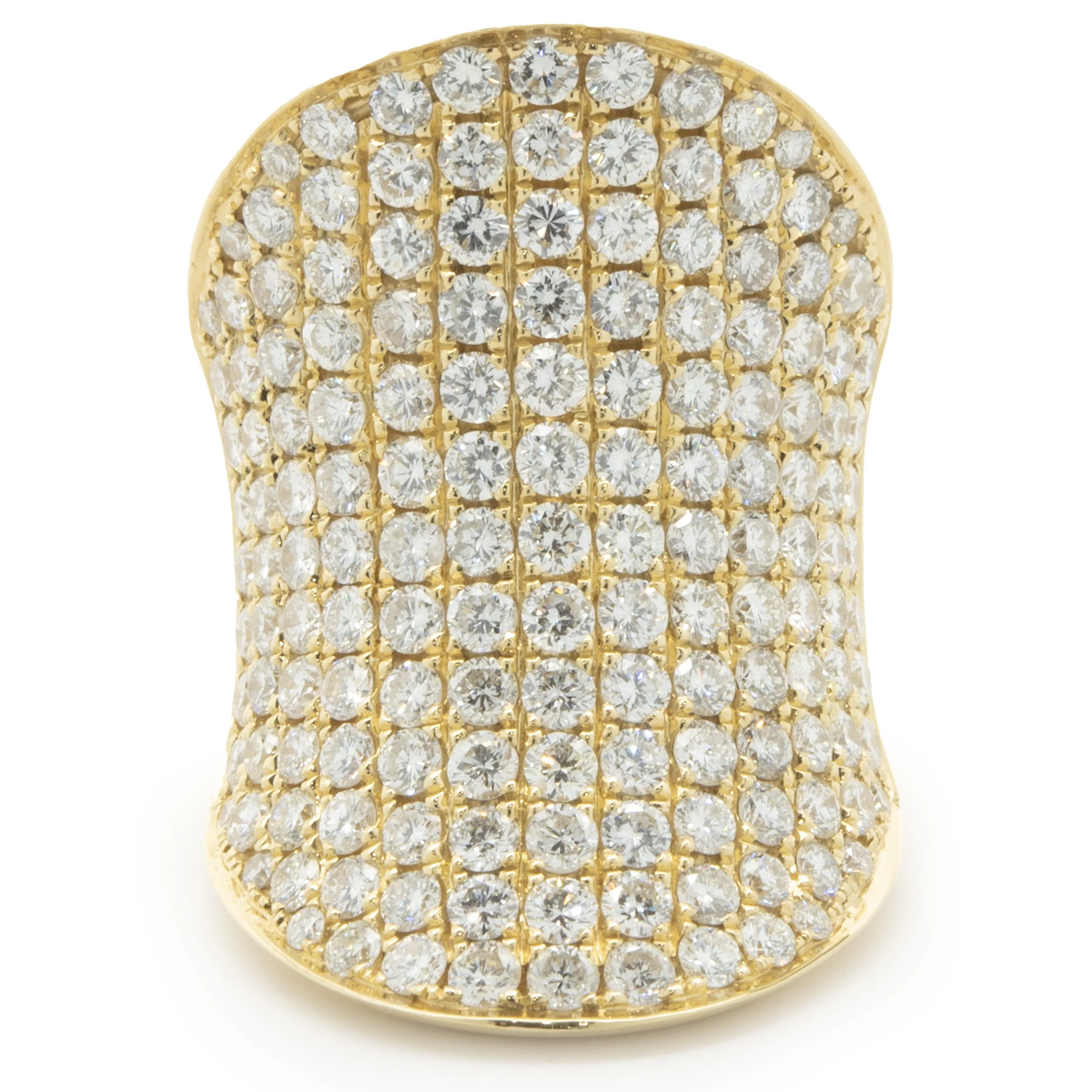 18 Karat Yellow Gold Pave Diamond Saddle Ring