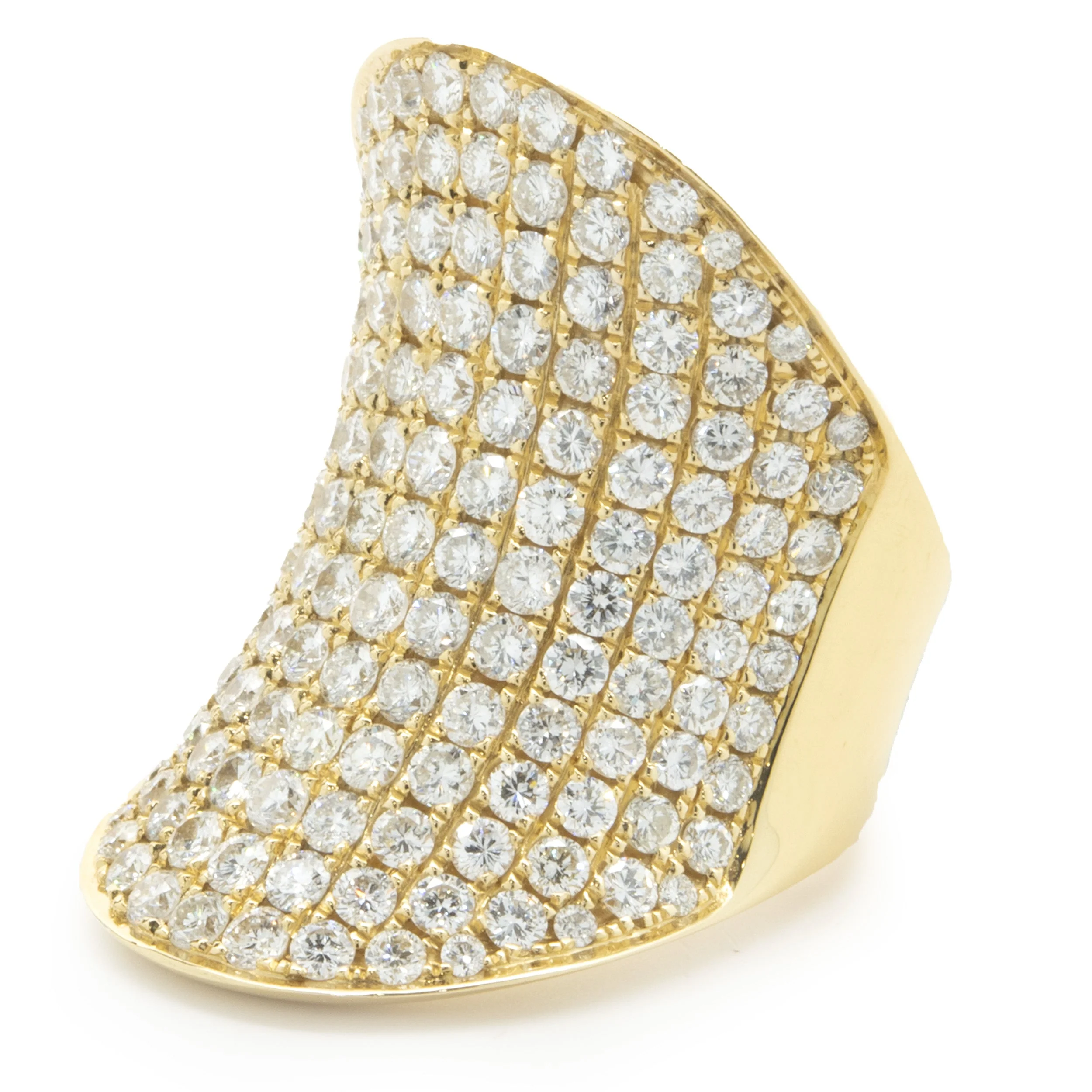 18 Karat Yellow Gold Pave Diamond Saddle Ring - Image 3