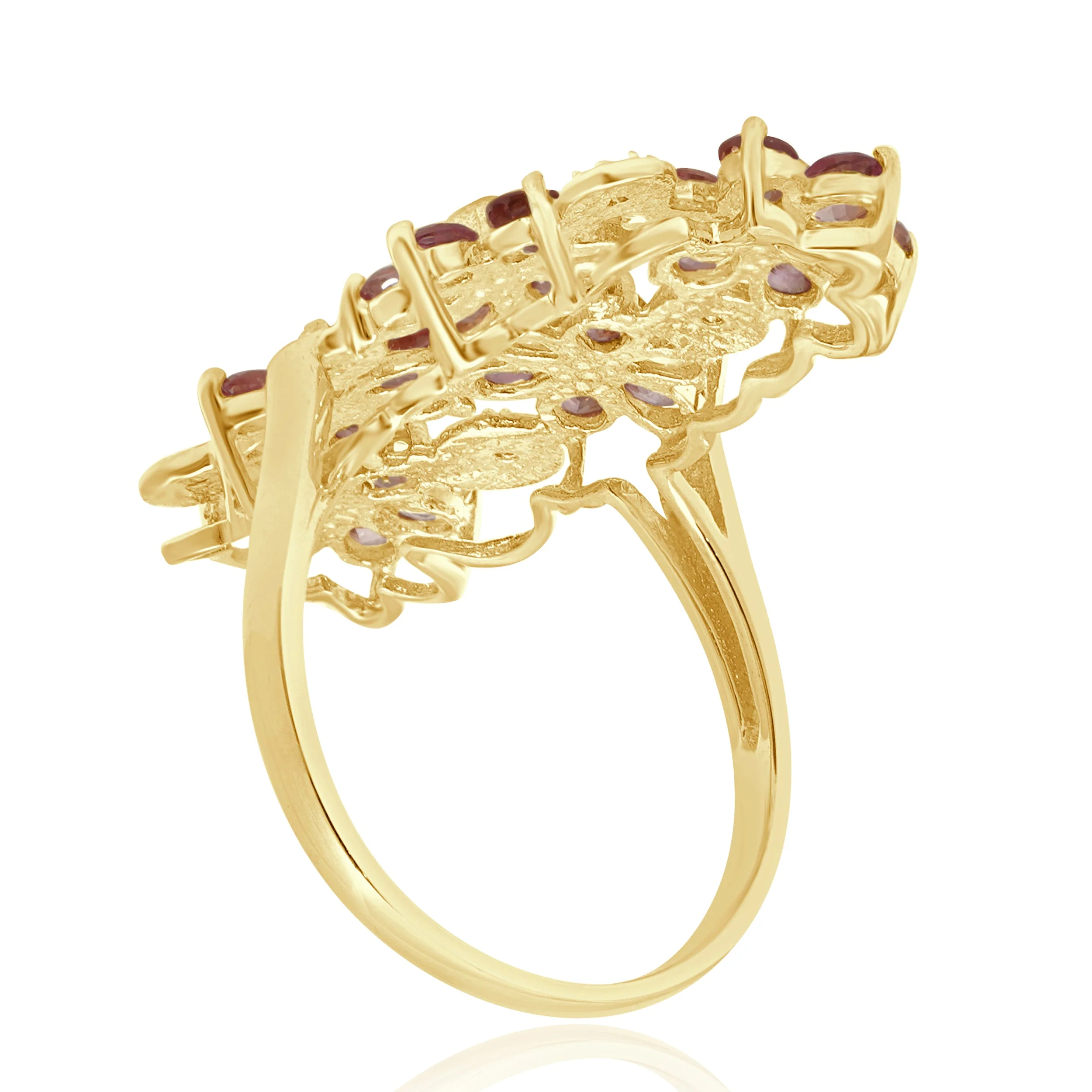 18 Karat Yellow Gold Pink Sapphire & Diamond Floral Ring - Image 3