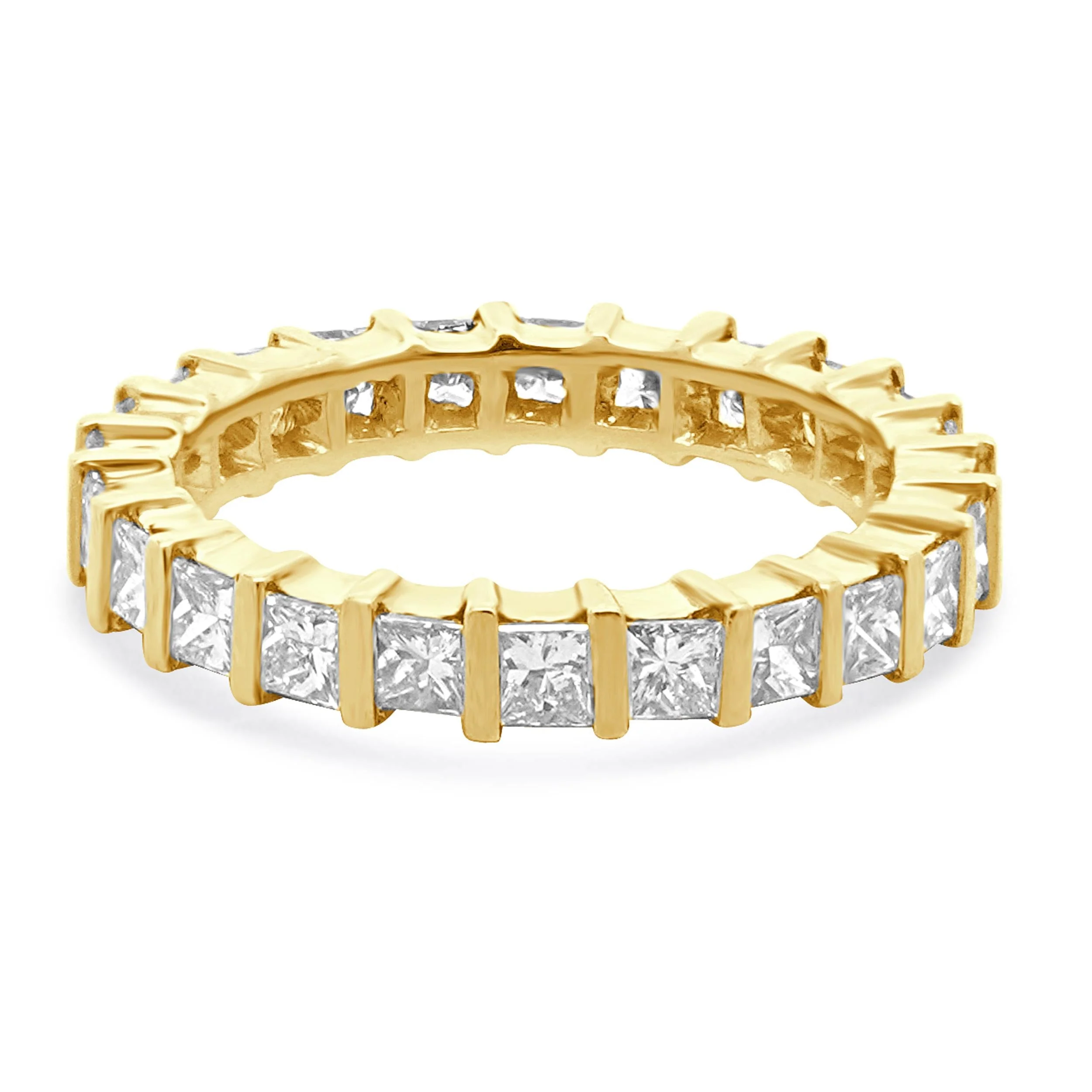 18 Karat Yellow Gold Princess Cut Diamond Eternity Band