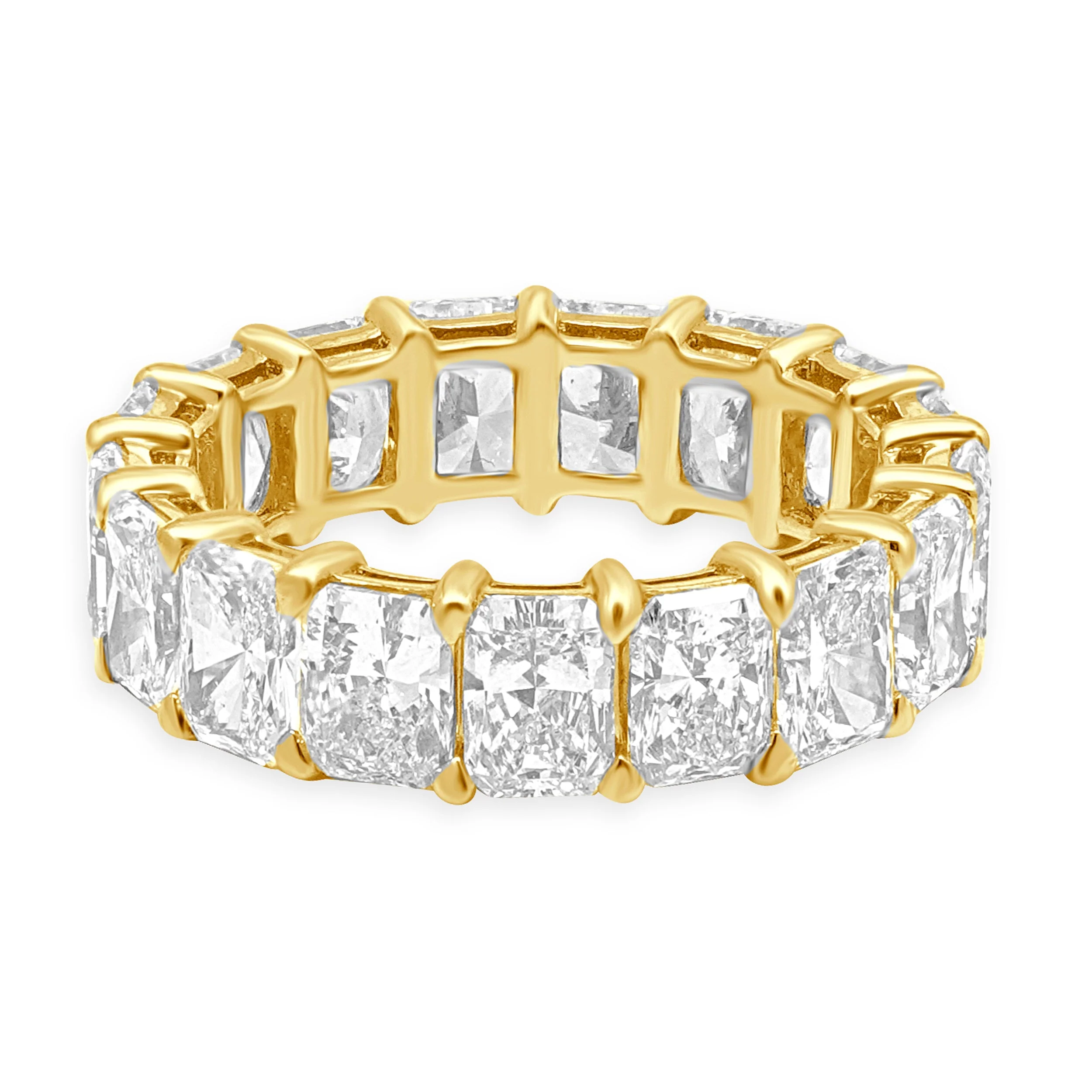 18 Karat Yellow Gold Prong Set Radiant Cut Diamond Eternity Band