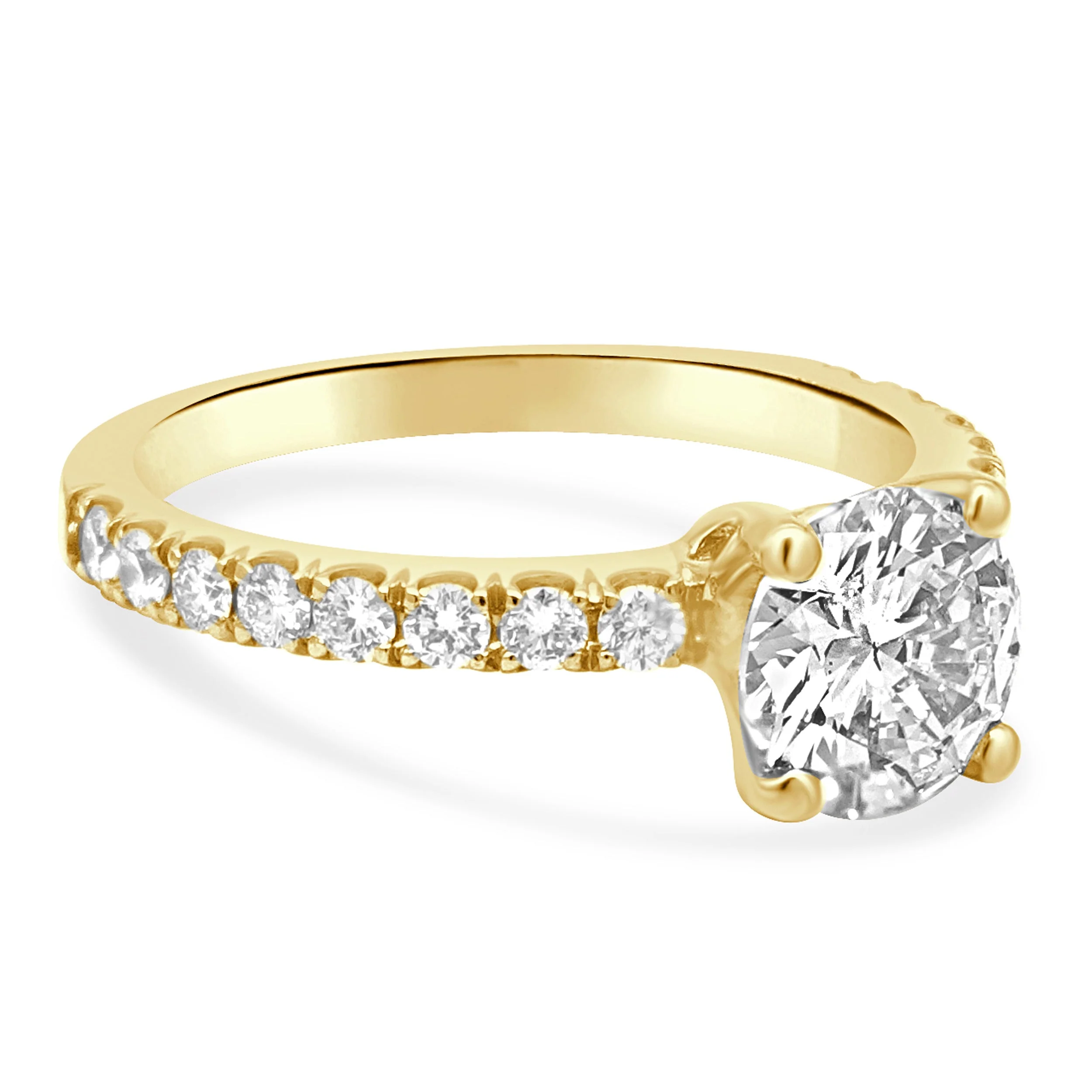 18 Karat Yellow Gold Prong Set Round Brilliant Cut Diamond Engagement Ring - Image 3