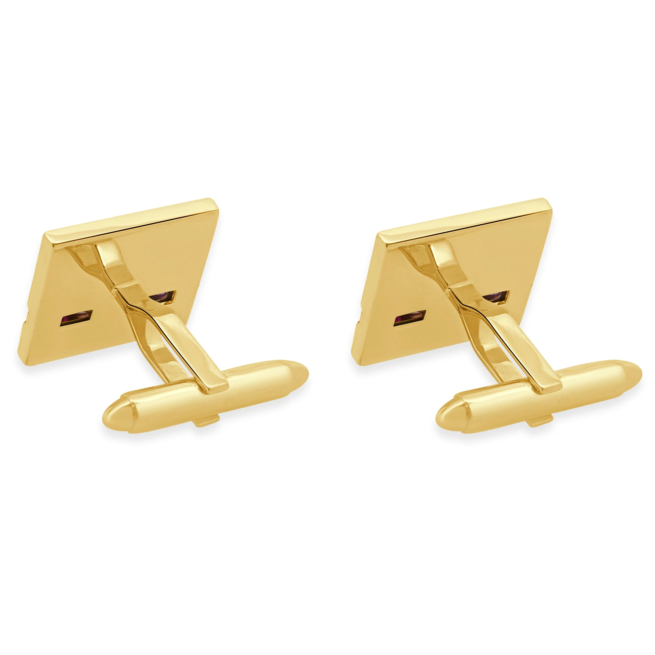 18 Karat Yellow Gold Rainbow Sapphire and Diamond Cufflinks - Image 2
