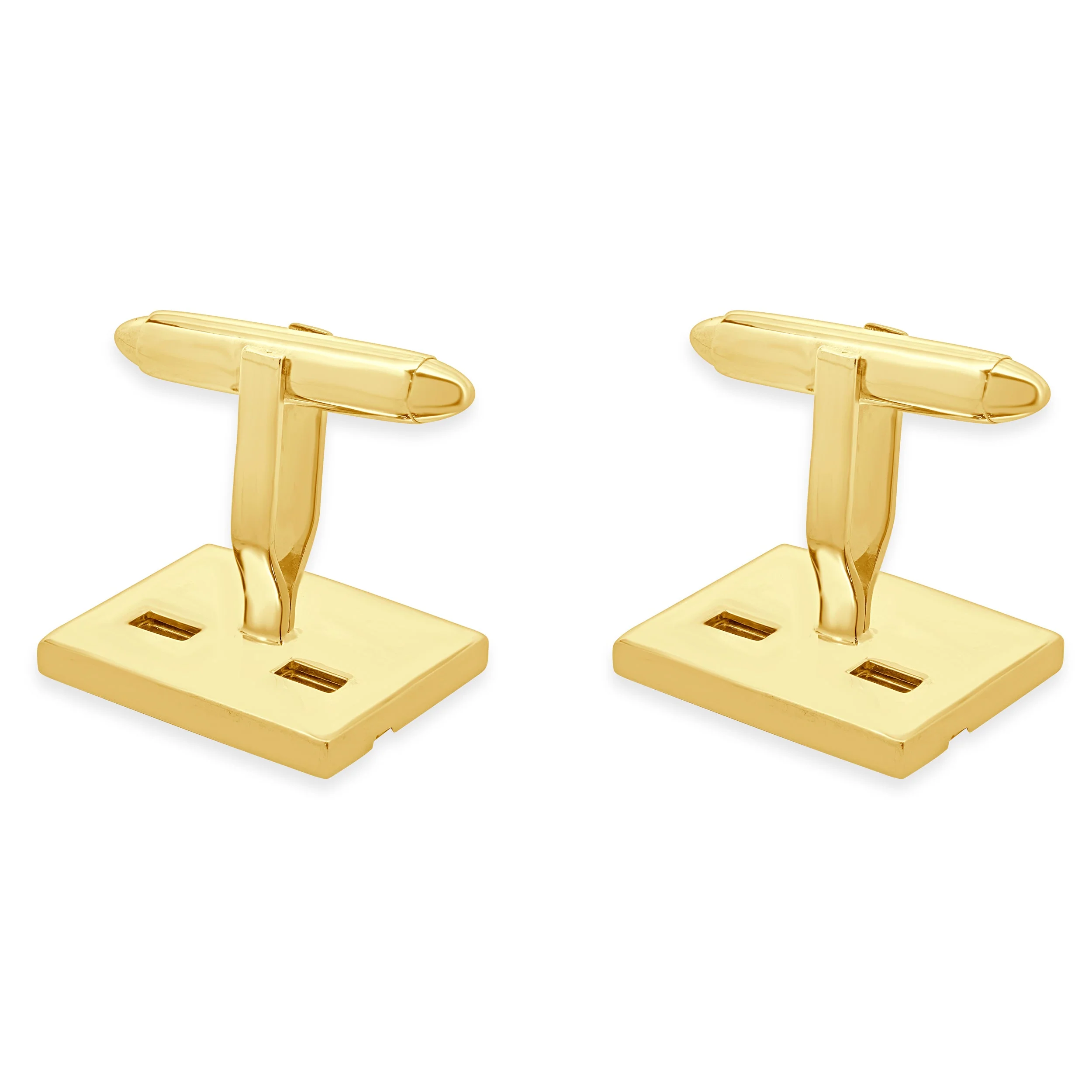 18 Karat Yellow Gold Rainbow Sapphire and Diamond Cufflinks - Image 3