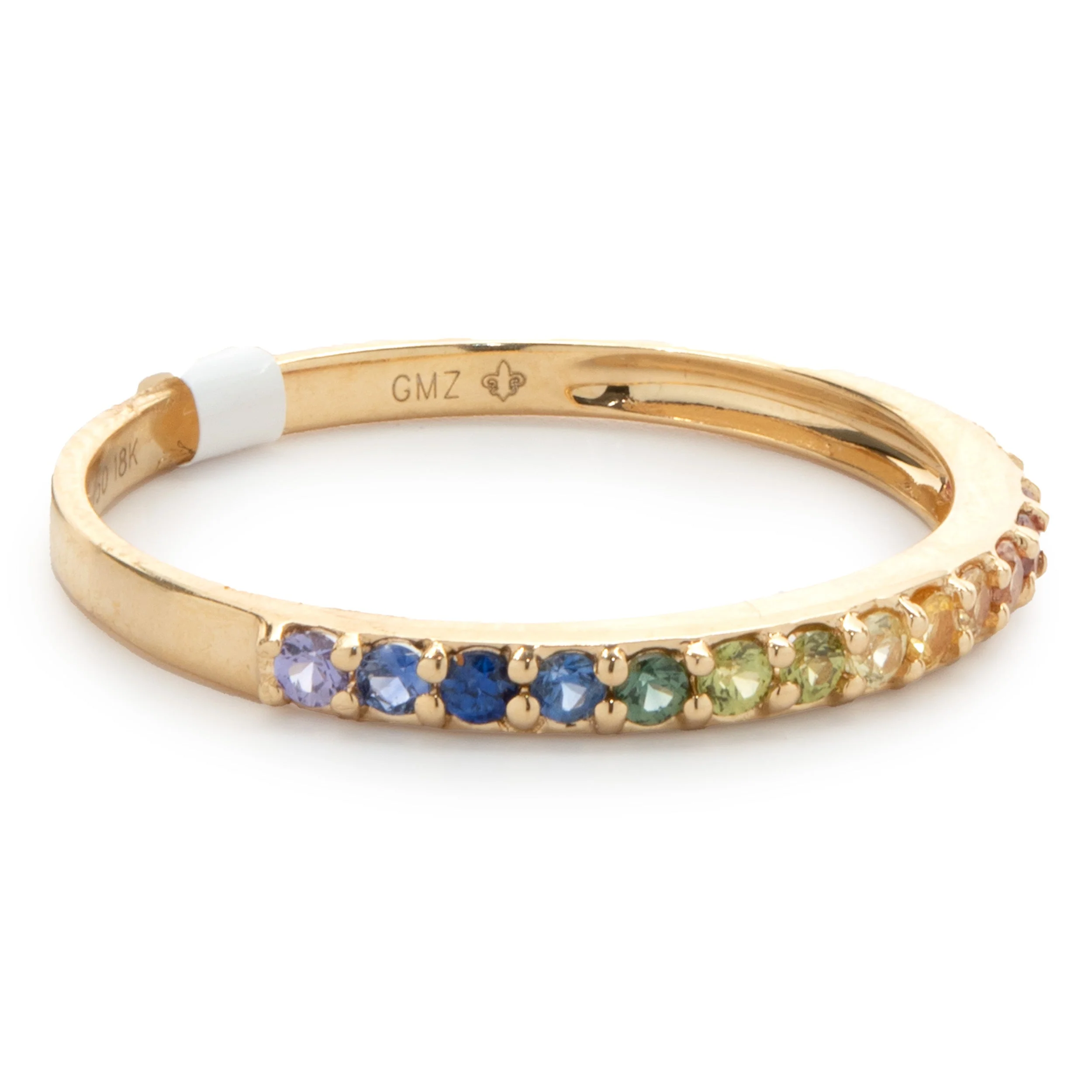 18 Karat Yellow Gold Rainbow Sapphire Band - Image 2