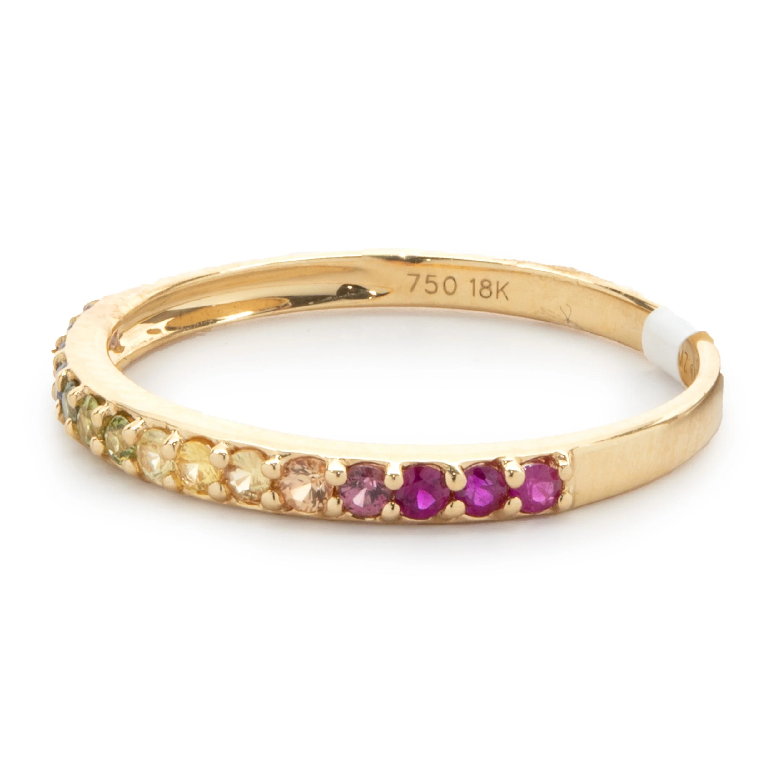 18 Karat Yellow Gold Rainbow Sapphire Band - Image 4