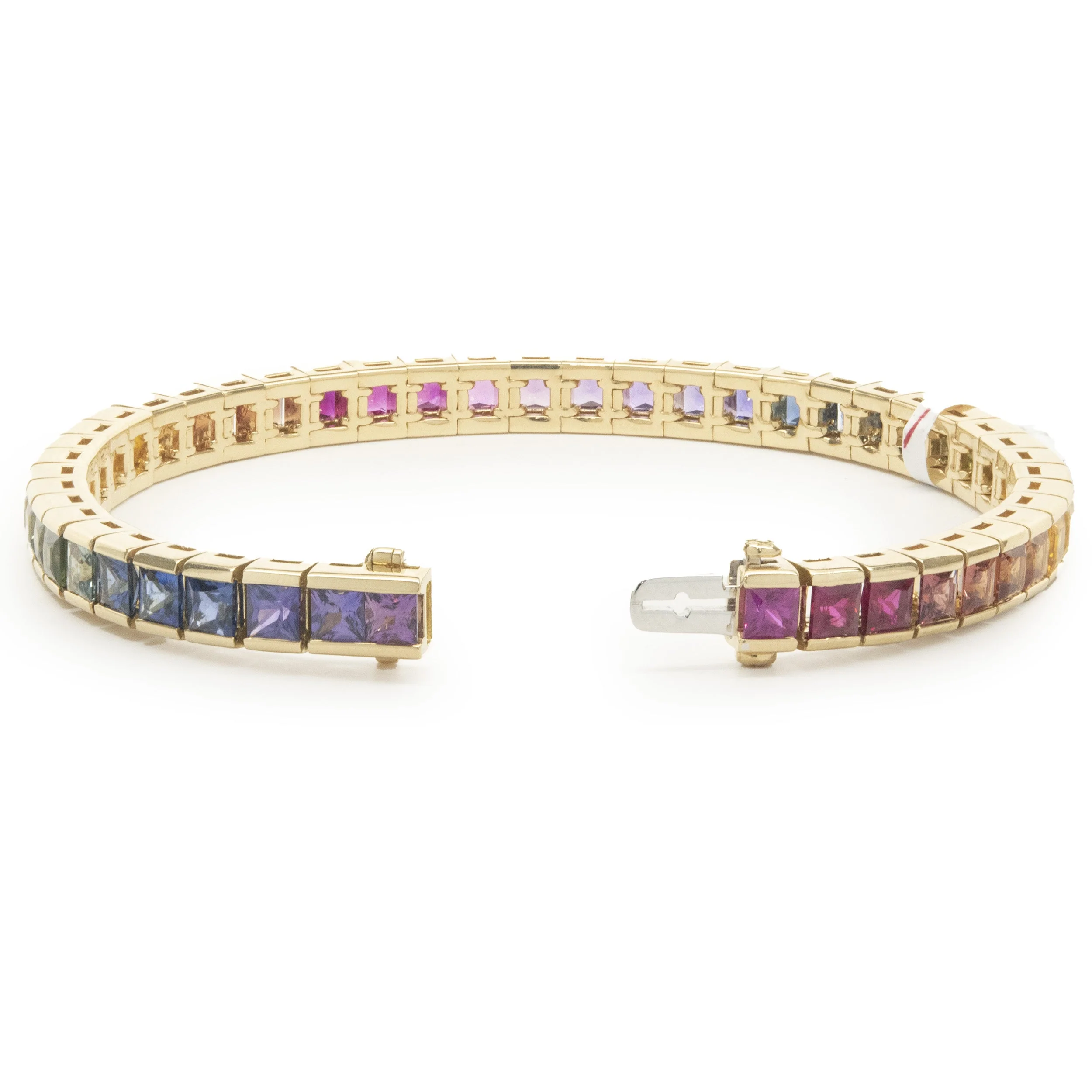 18 Karat Yellow Gold Rainbow Sapphire Inline Bracelet - Image 3