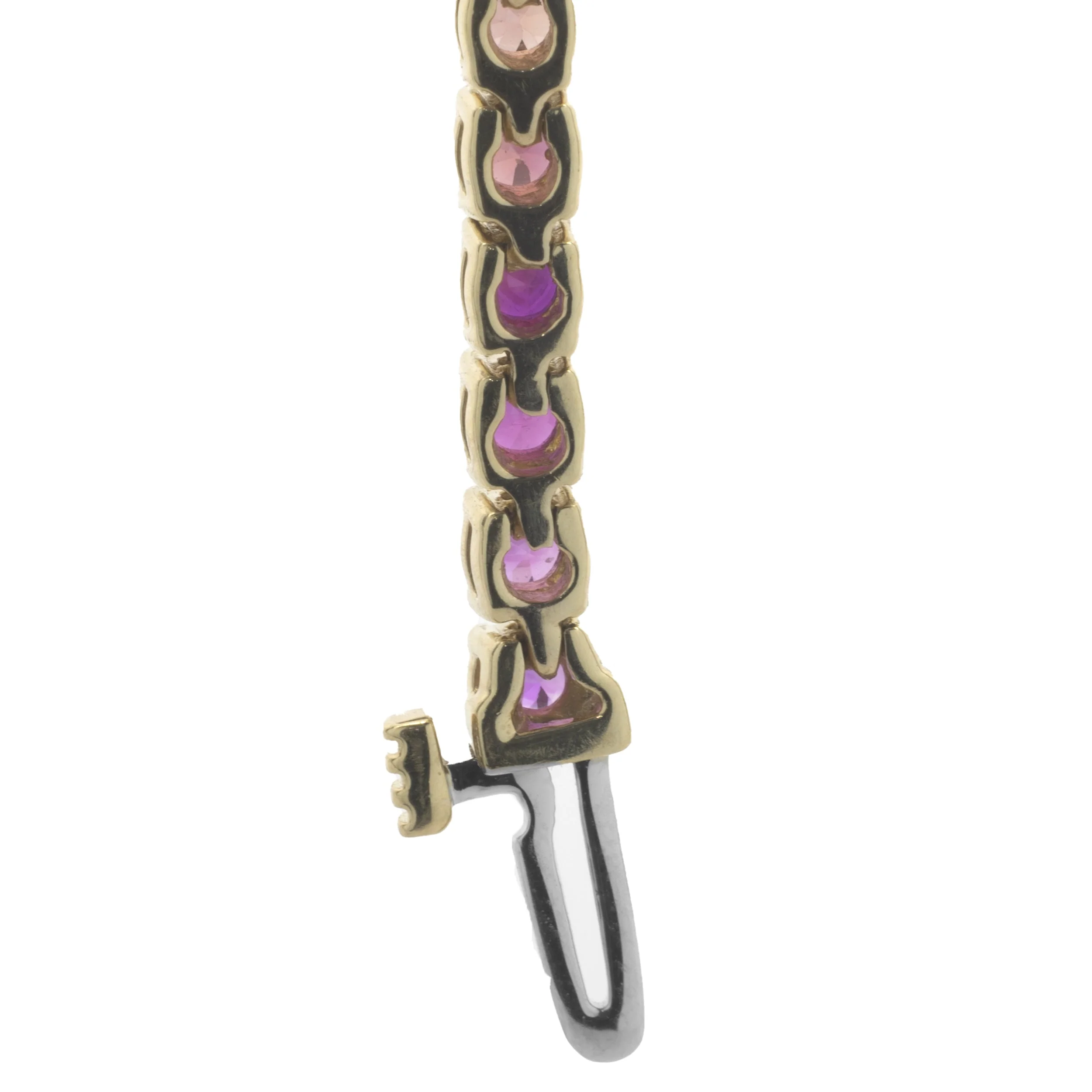 18 Karat Yellow Gold Rainbow Sapphire Tennis Bracelet - Image 4