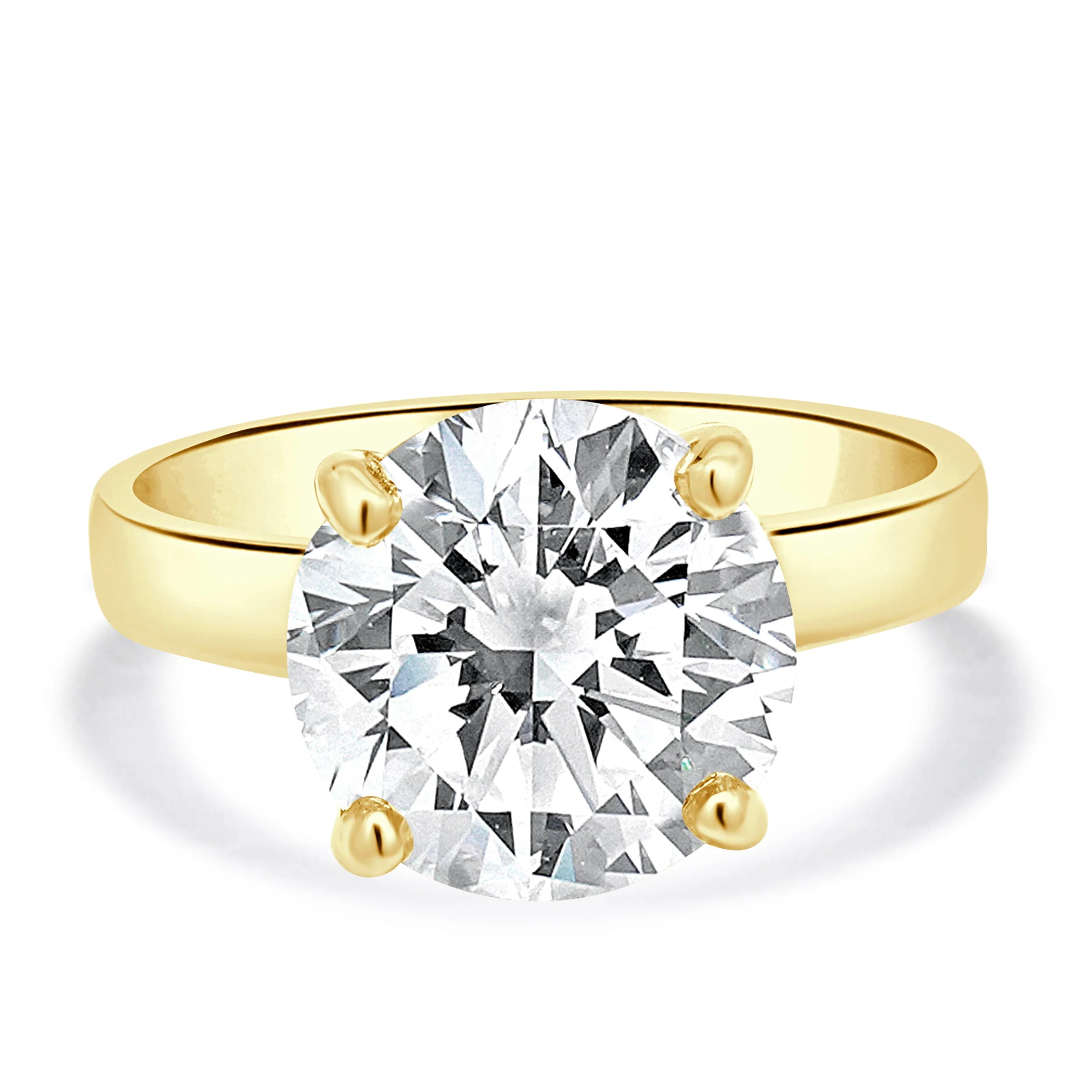 18 Karat Yellow Gold Round Brilliant Cut Diamond Engagement Ring