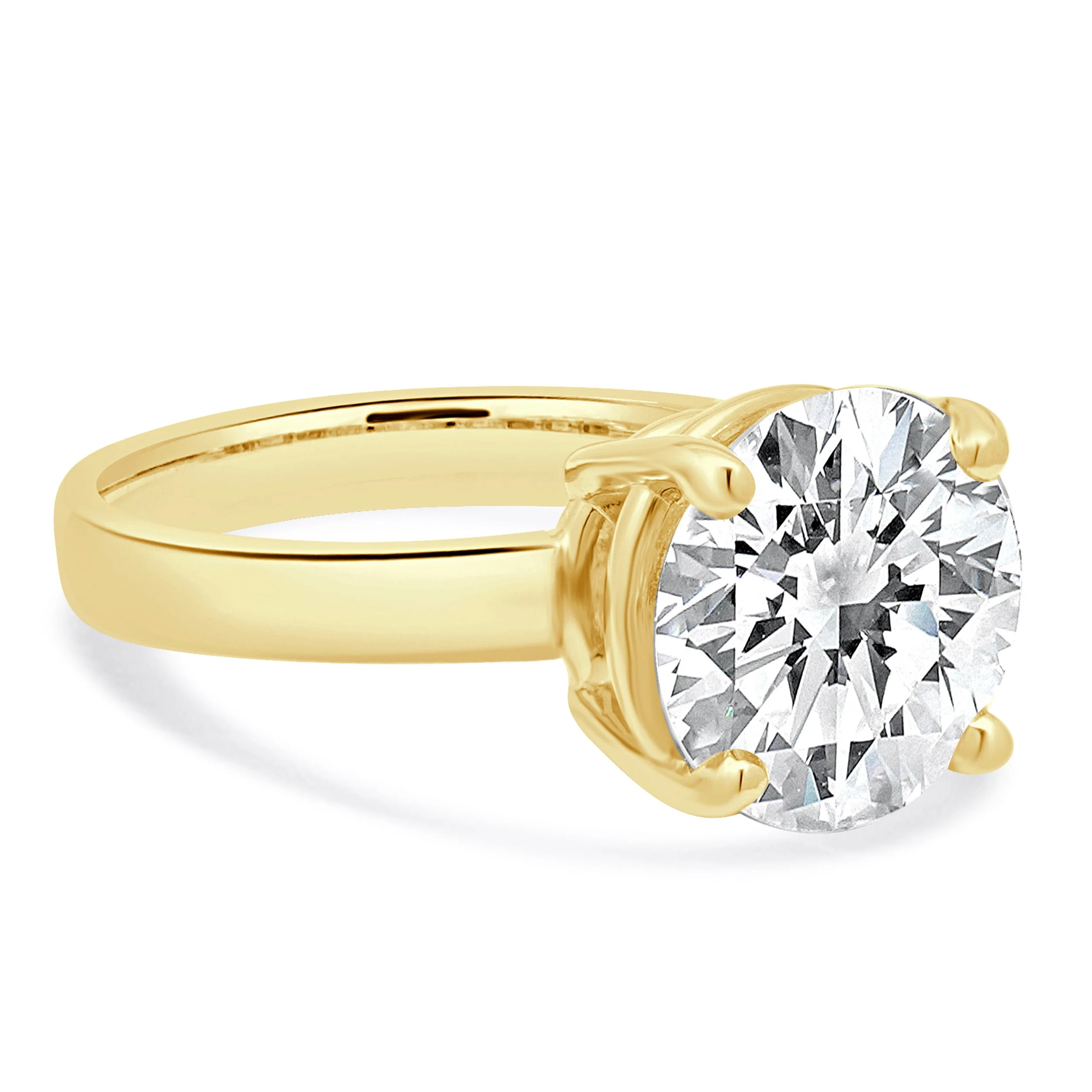 18 Karat Yellow Gold Round Brilliant Cut Diamond Engagement Ring - Image 4