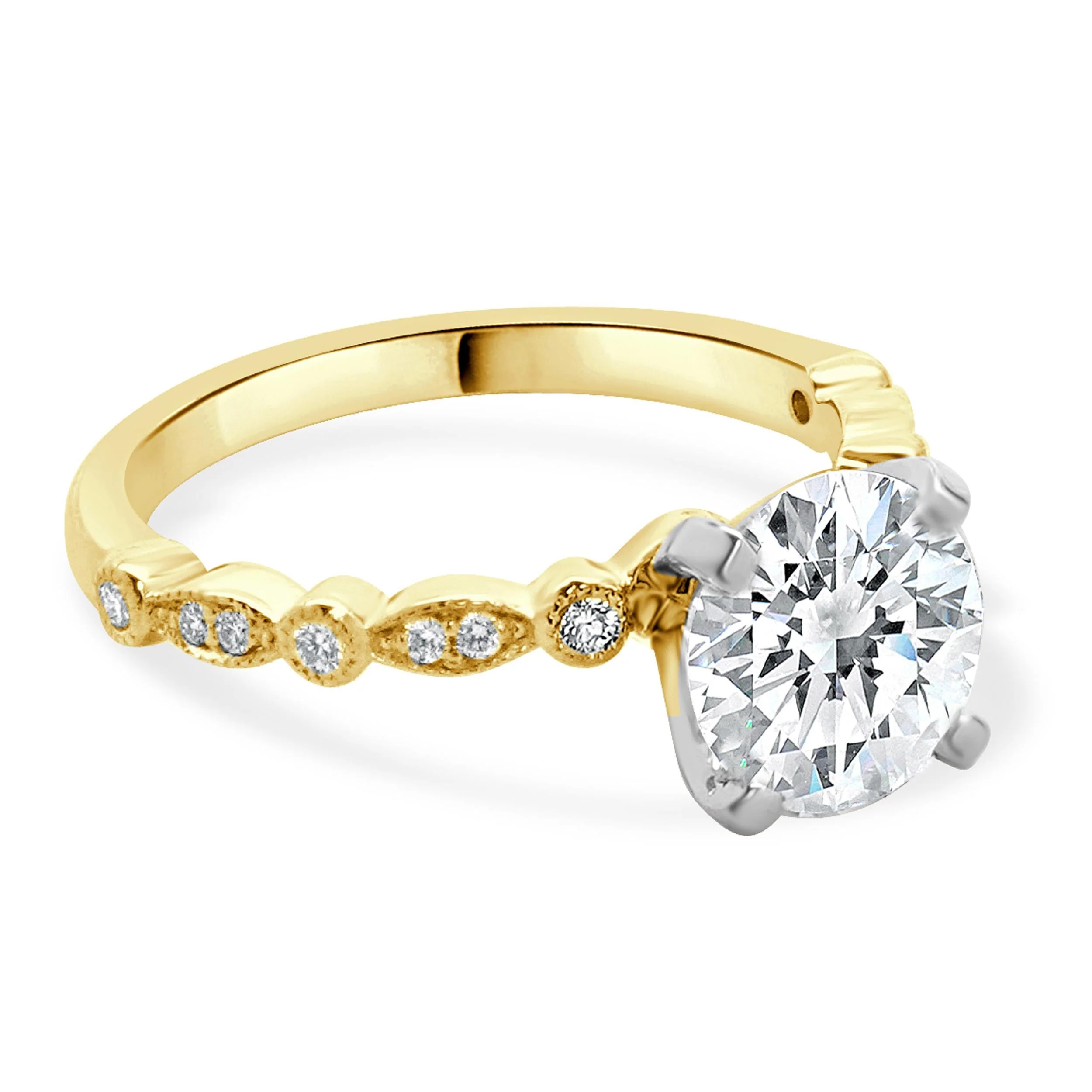 18 Karat Yellow Gold Round Diamond Engagement Ring - Image 3