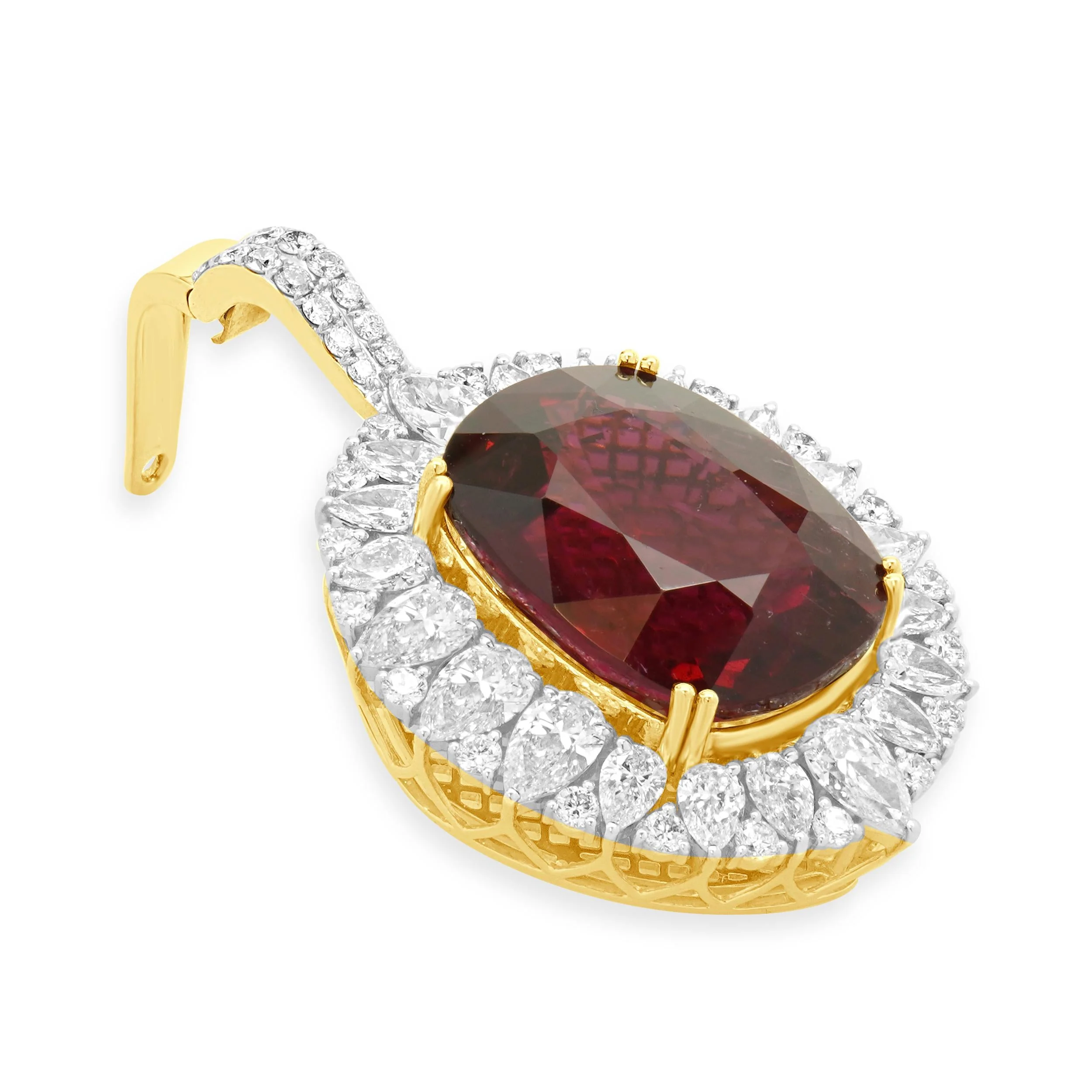 18 Karat Yellow Gold Rubellite & Diamond Pendant - Image 2
