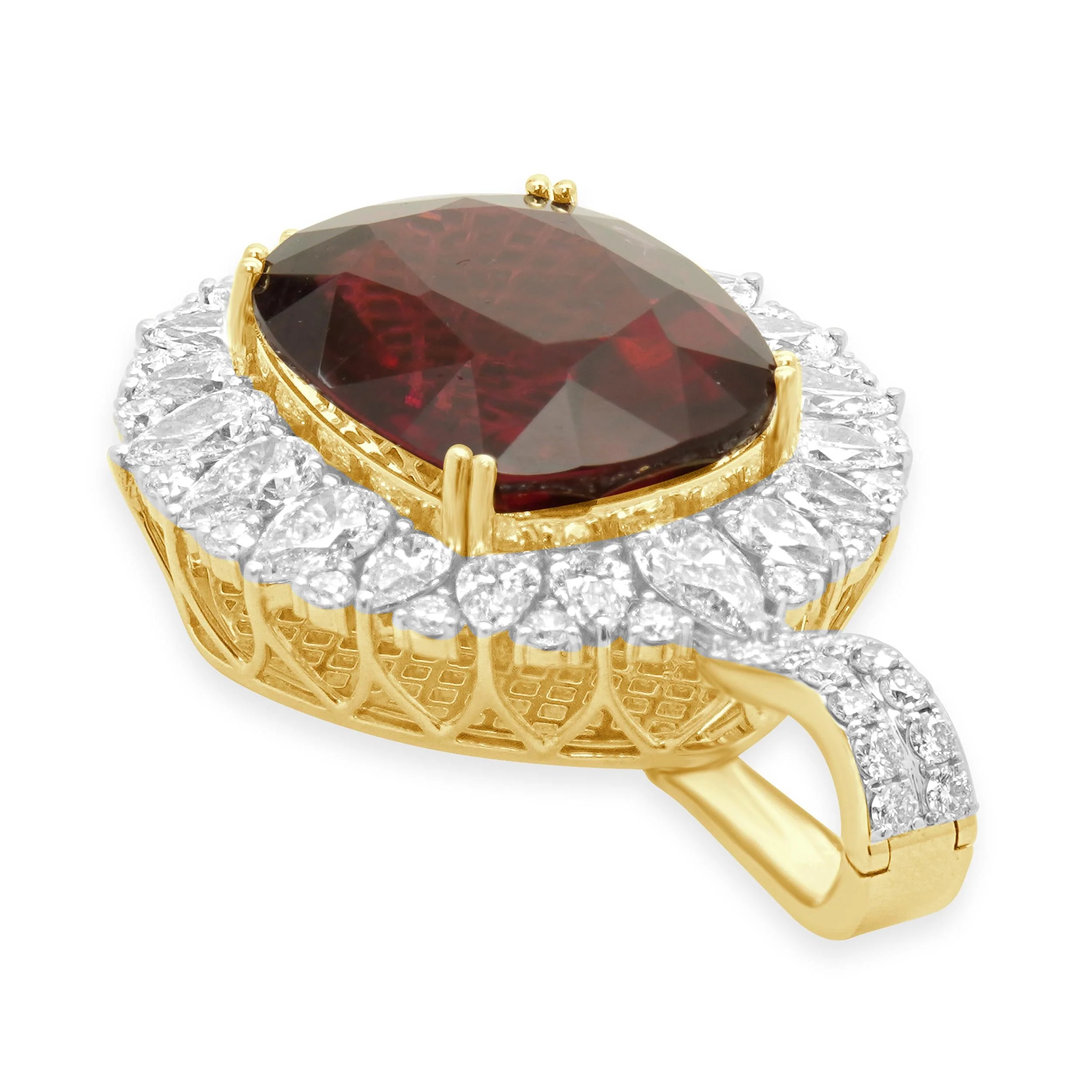 18 Karat Yellow Gold Rubellite & Diamond Pendant - Image 3