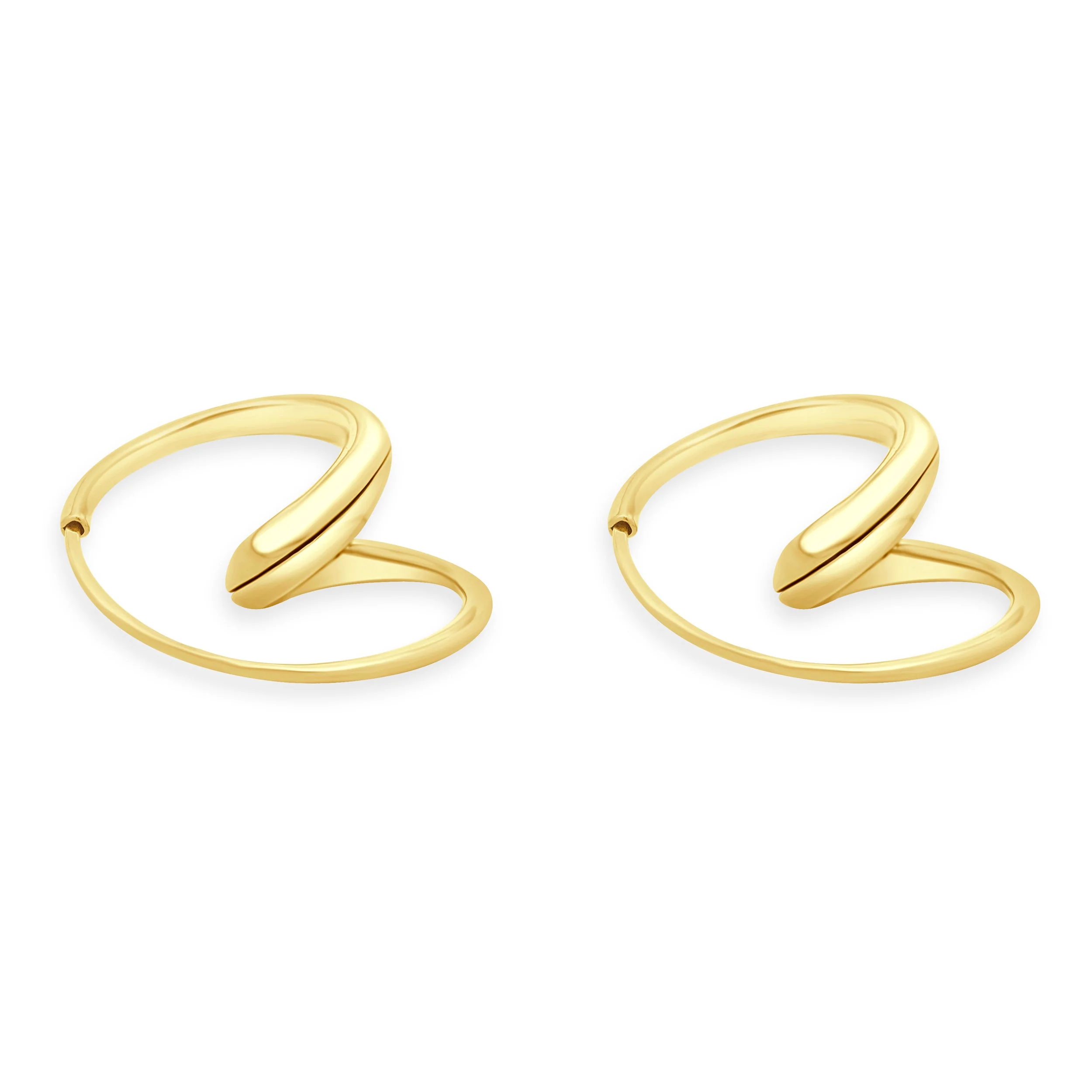 18 Karat Yellow Gold Swirl Hoop Earrings - Image 3