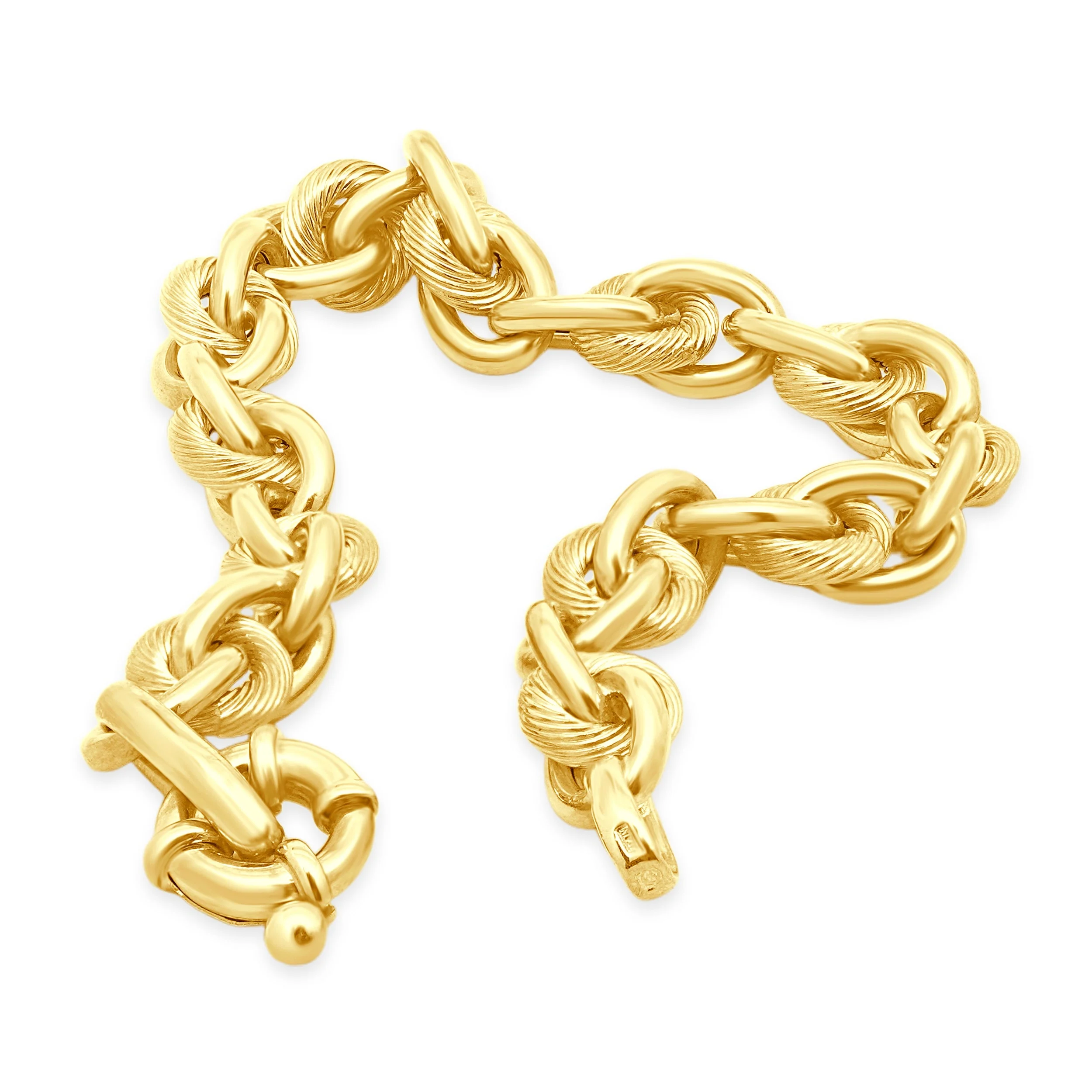 18 Karat Yellow Gold Textured Oval Interlocking Bracelet - Image 3