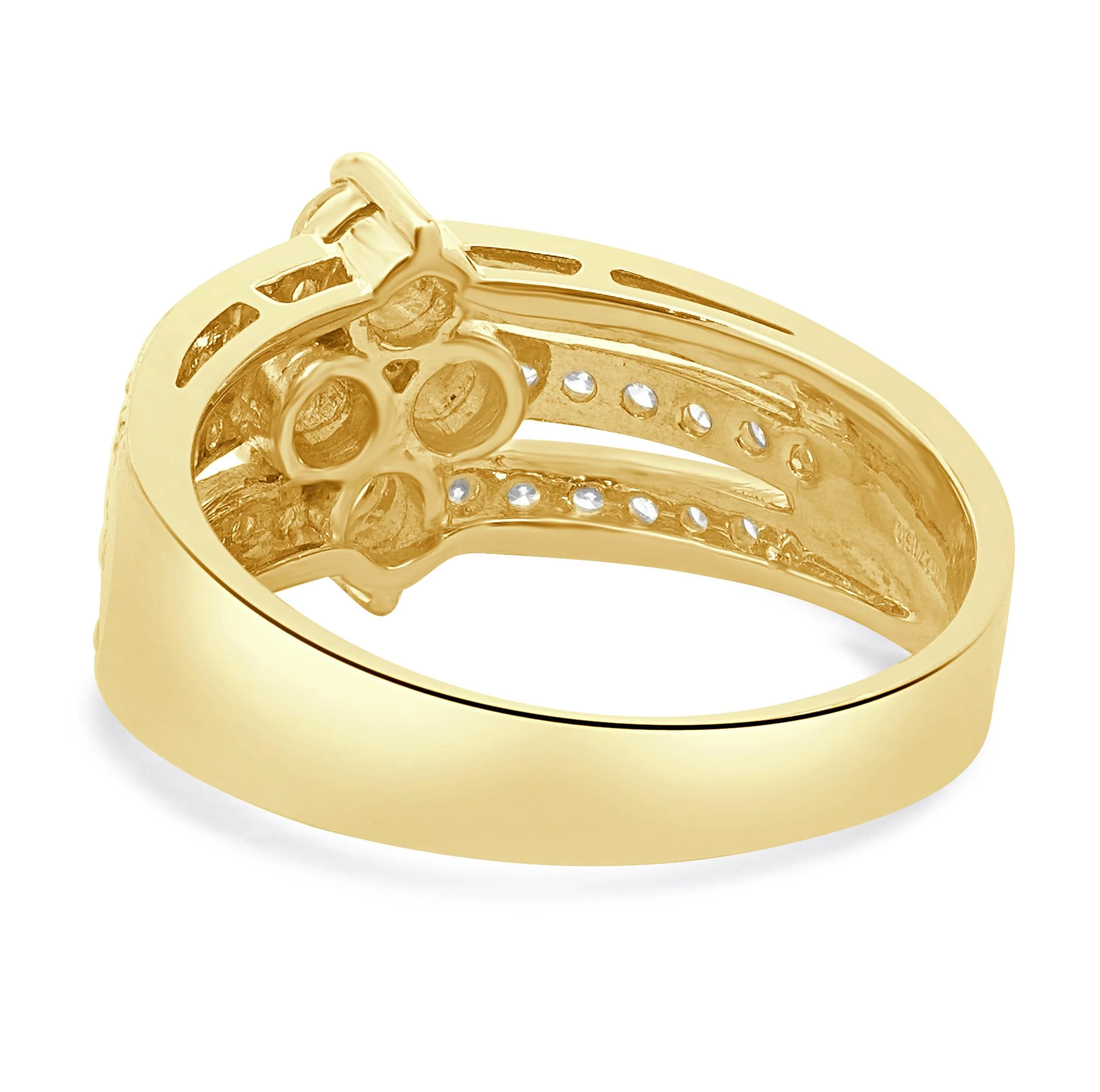 18 Karat Yellow Gold Three Row Diamond Cluster Ring - Image 4