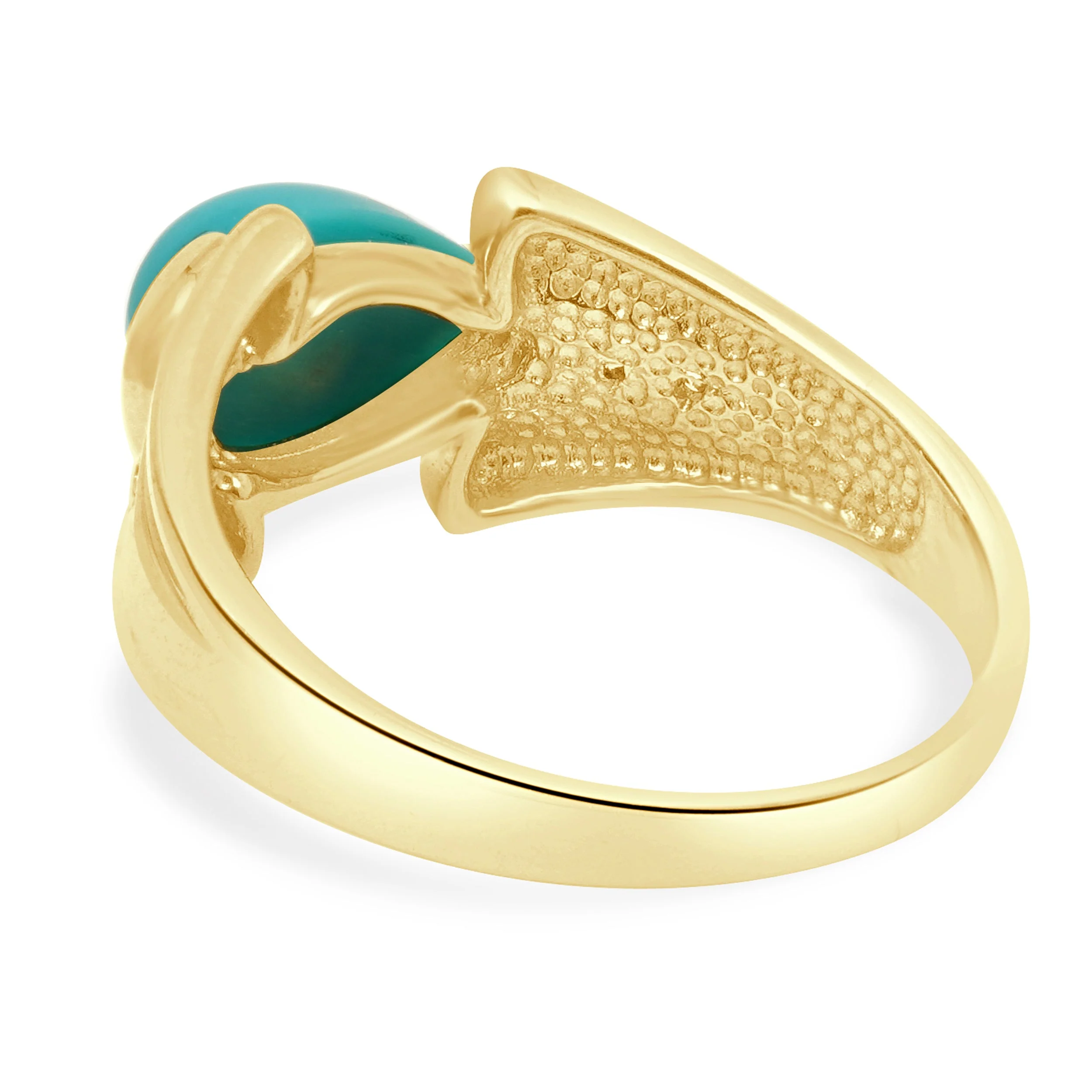 18 Karat Yellow Gold Turquoise Cabochon Ring w/ Diamond Accents - Image 3