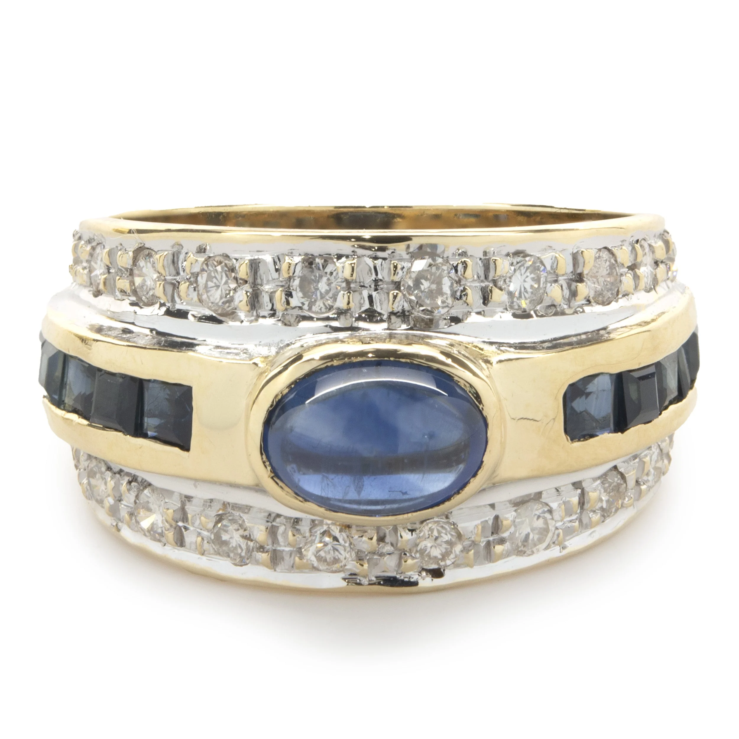 18 Karat Yellow Gold Vintage Sapphire and Diamond Fashion Band