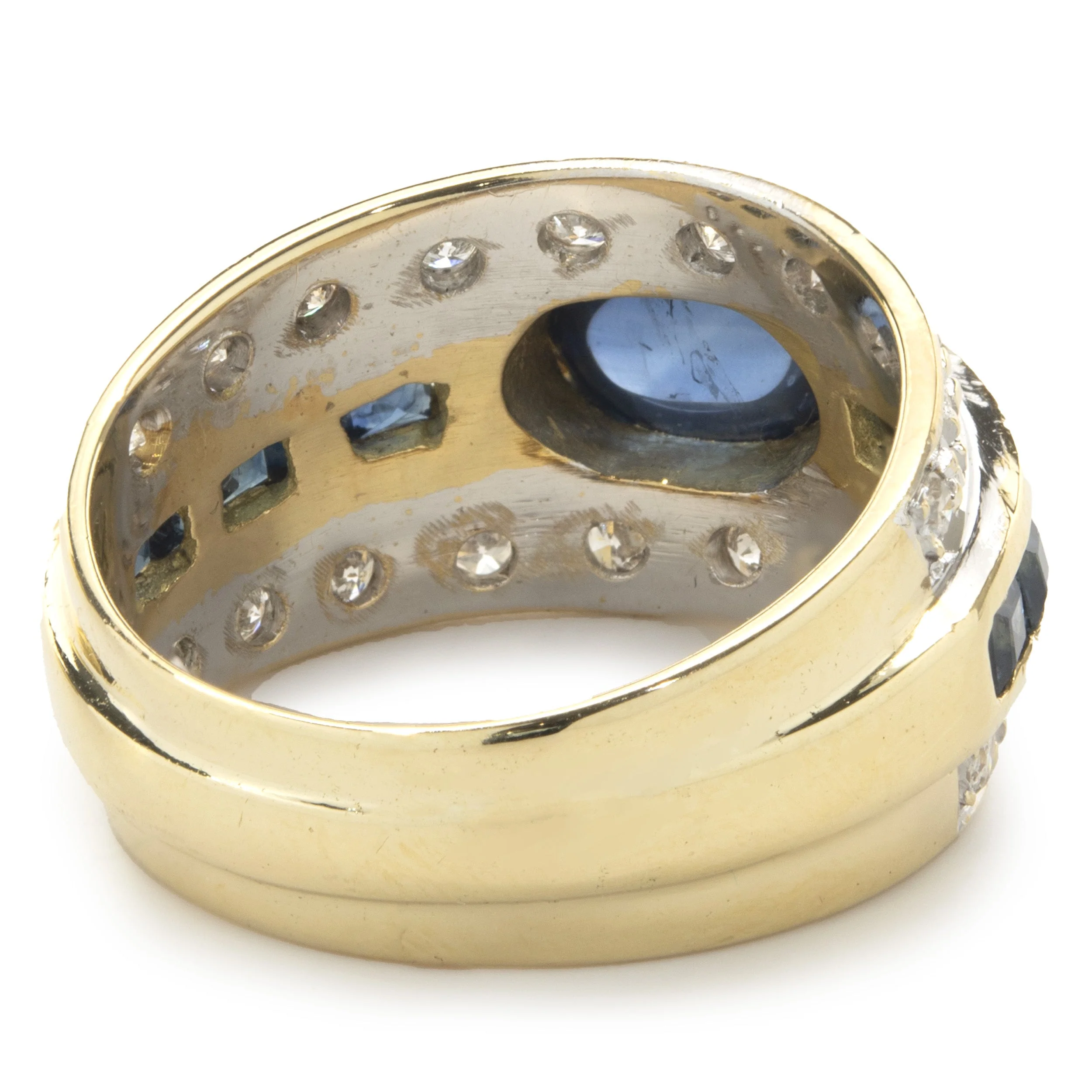 18 Karat Yellow Gold Vintage Sapphire and Diamond Fashion Band - Image 3