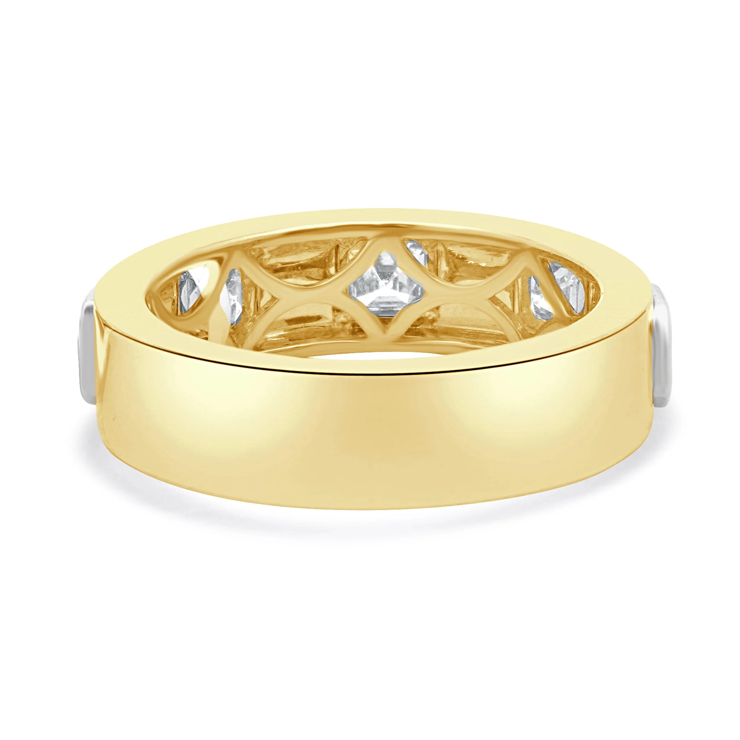 18 Karat Yellow & White Gold Bezel Set Asscher Cut Diamond Station Band - Image 4