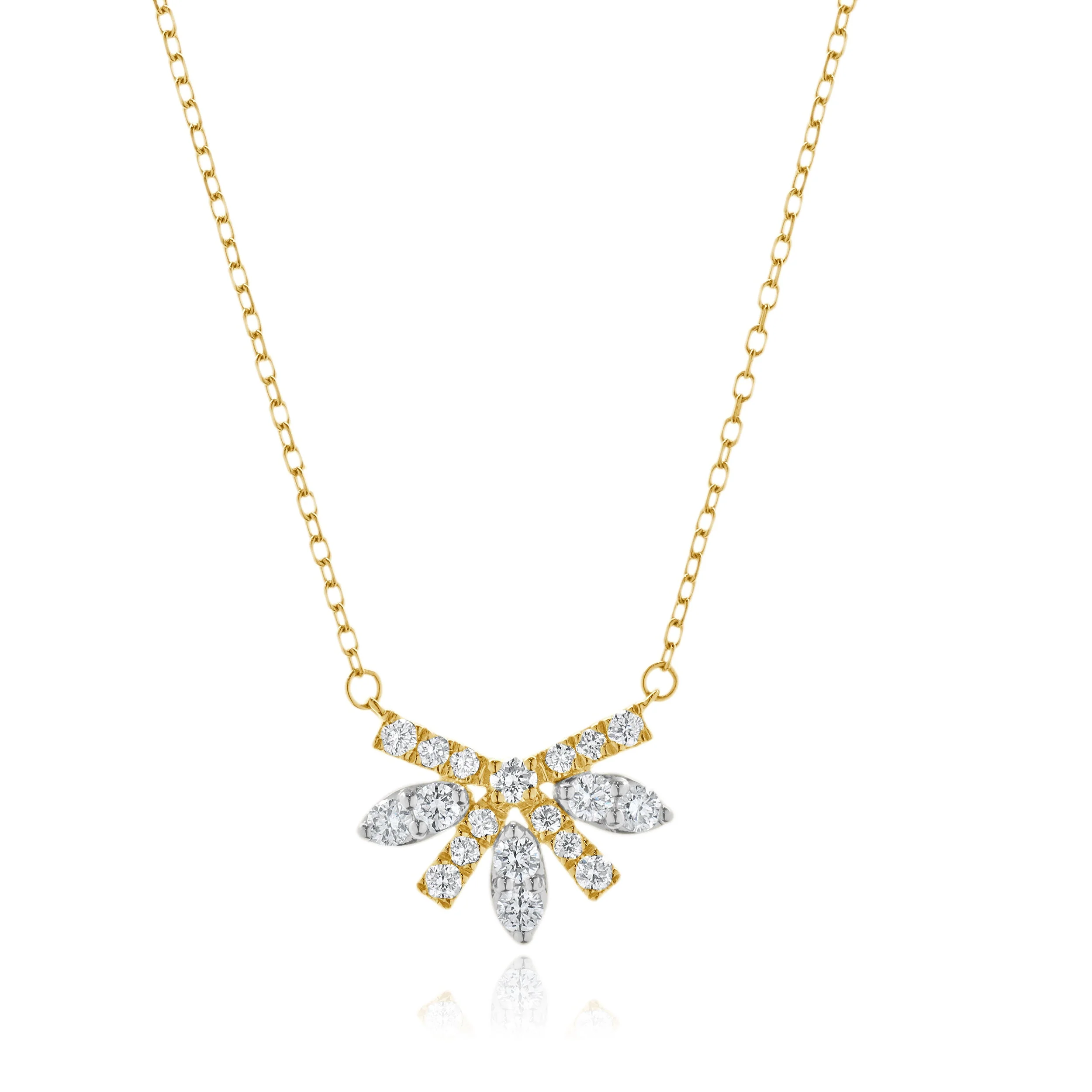 18 Karat Yellow & White Gold Diamond Floral Necklace - Image 2