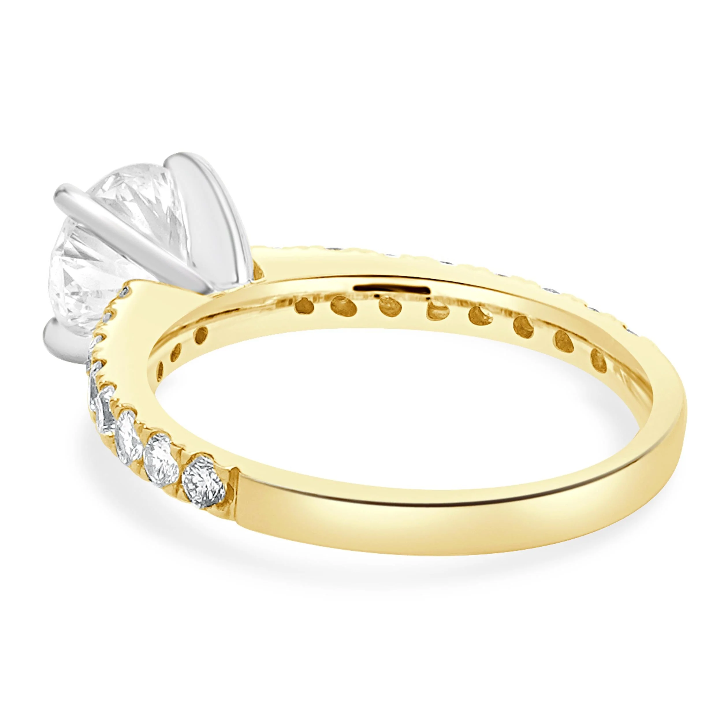 18 Karat Yellow & White Gold Round Brilliant Cut Diamond Engagement Ring - Image 3