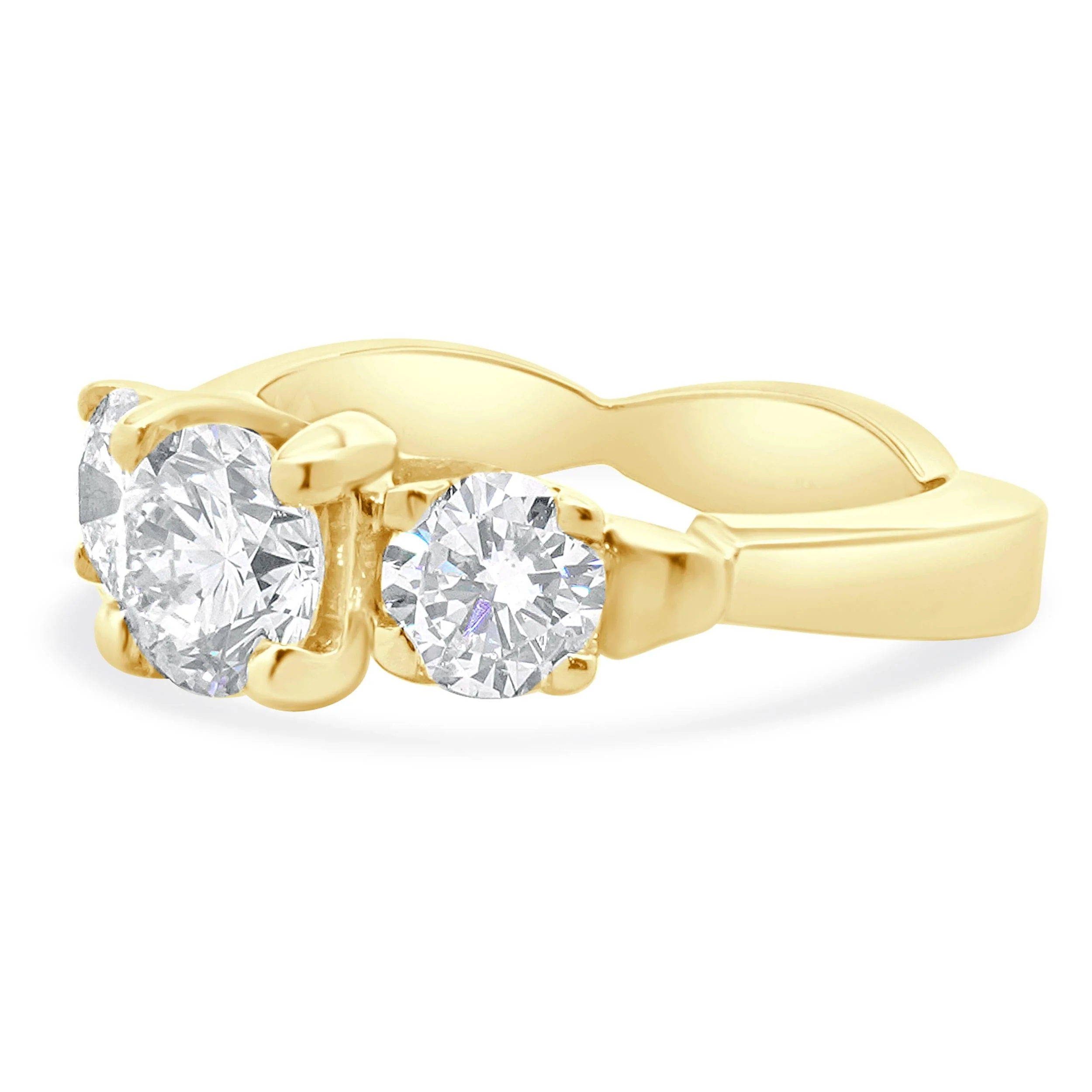 18 Karat Yellow & White Gold Three Diamond Engagement Ring - Image 2