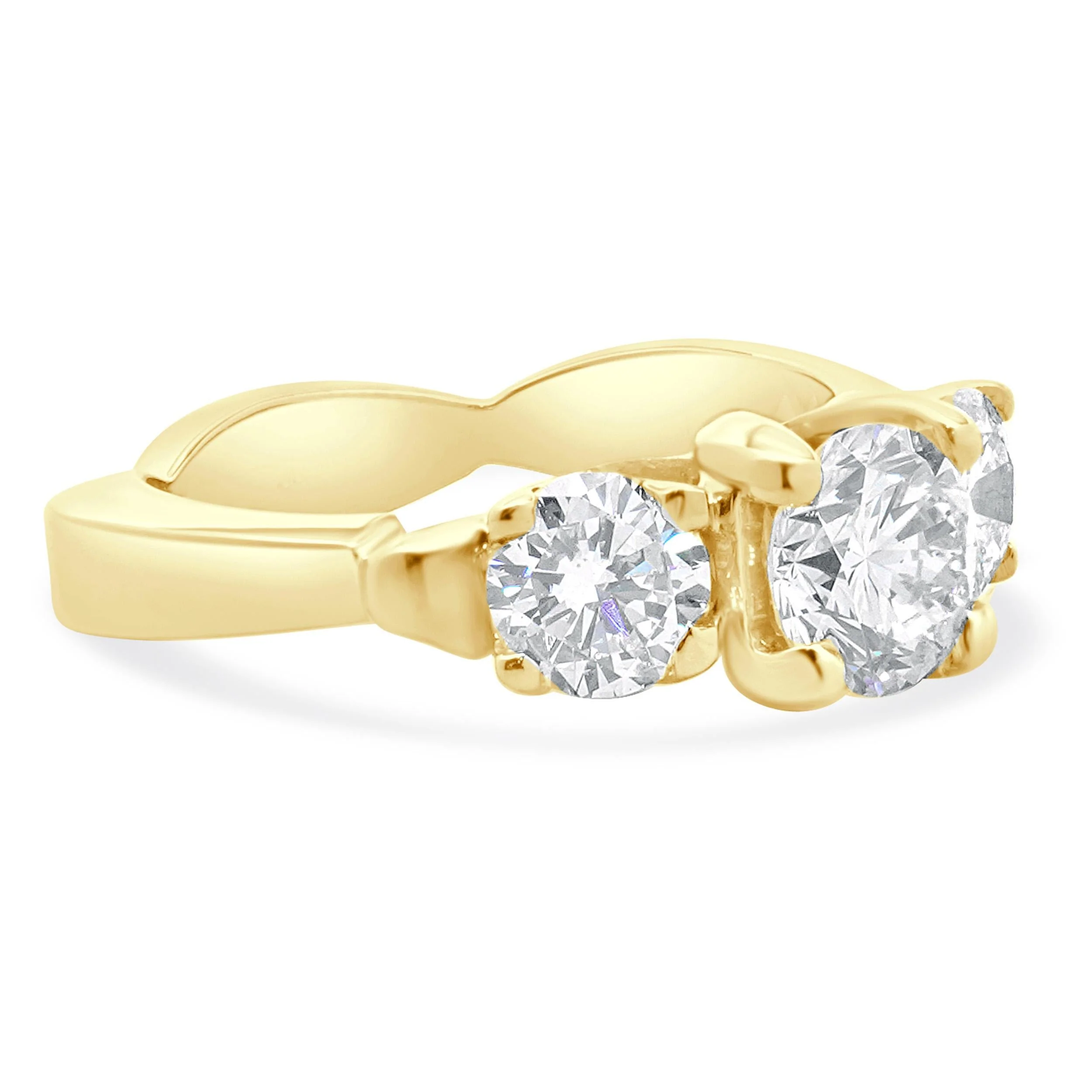 18 Karat Yellow & White Gold Three Diamond Engagement Ring - Image 4