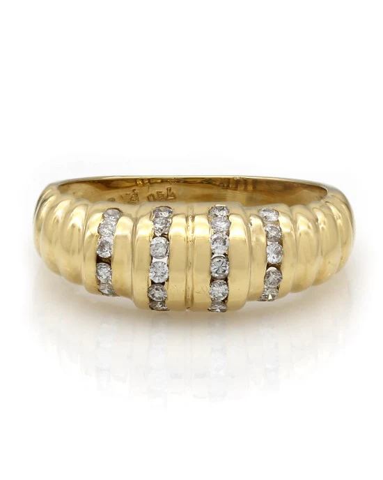 18K 4 Row Diamond Dome Ring - Image 2
