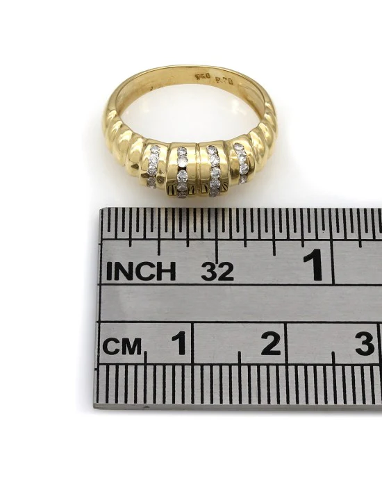 18K 4 Row Diamond Dome Ring - Image 4
