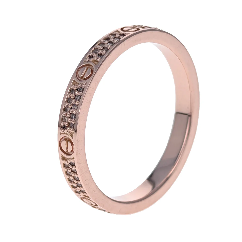 18K Rose Gold Pave Diamond Screw Station Band - Image 2