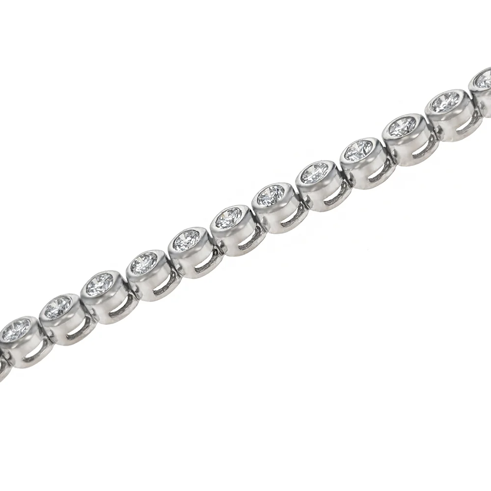 18K White Gold Bezel Set Round Diamond Inline Bracelet - Image 2