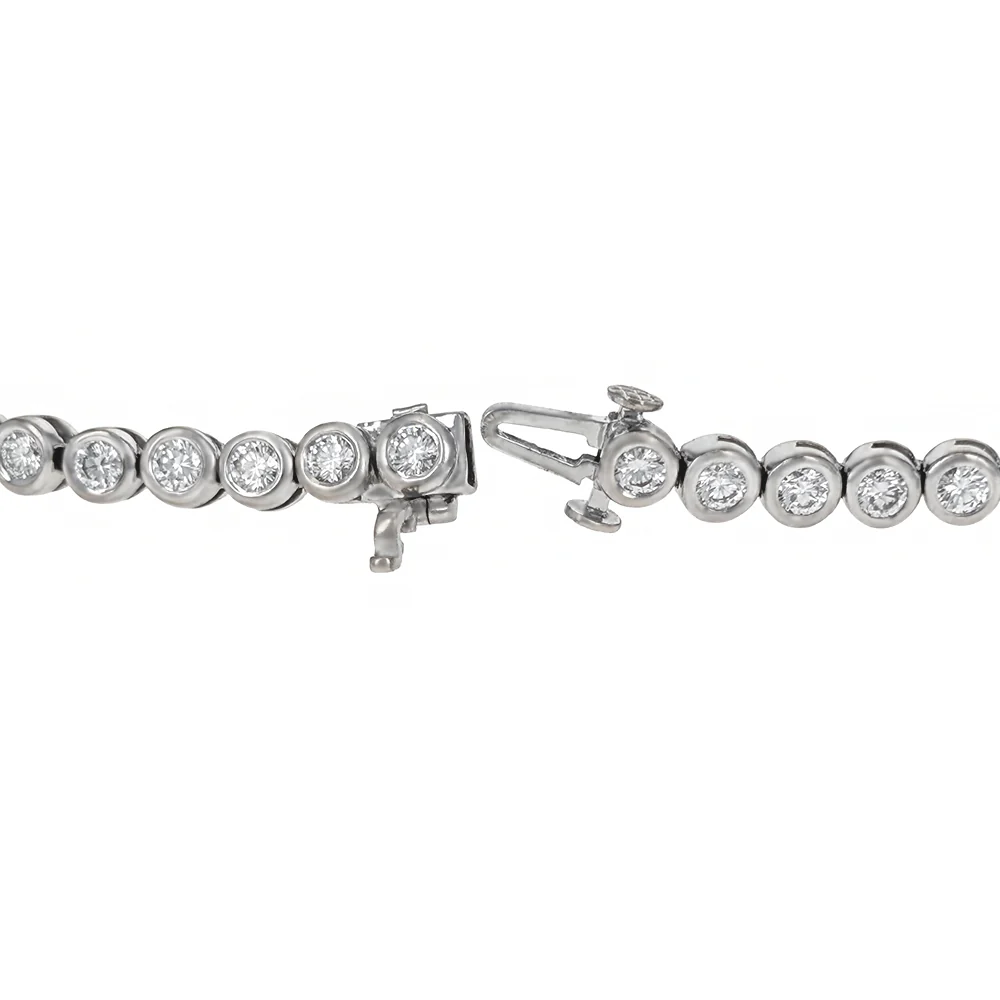18K White Gold Bezel Set Round Diamond Inline Bracelet - Image 3