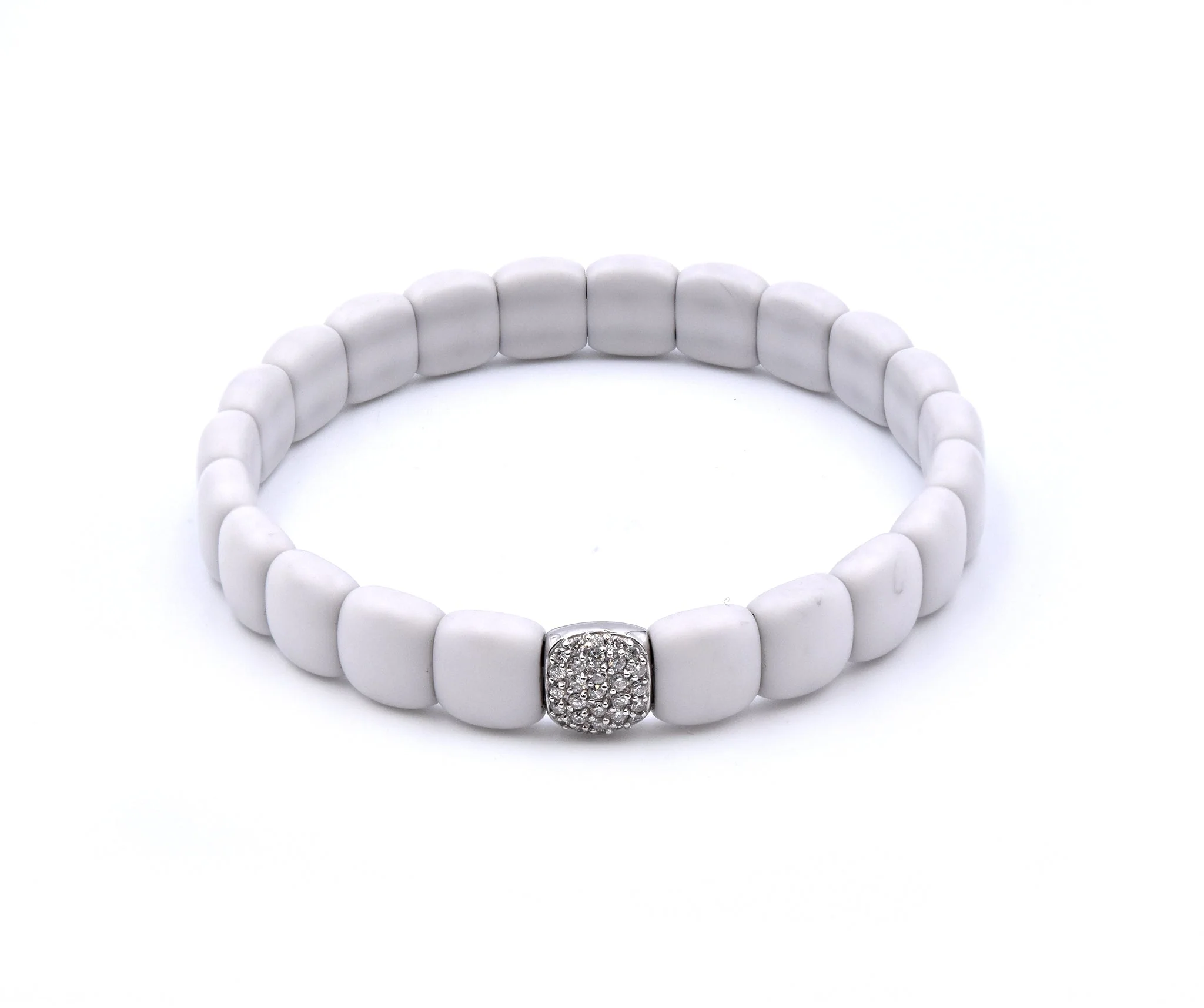 18k White Gold Ceramic and Diamond Bracelet