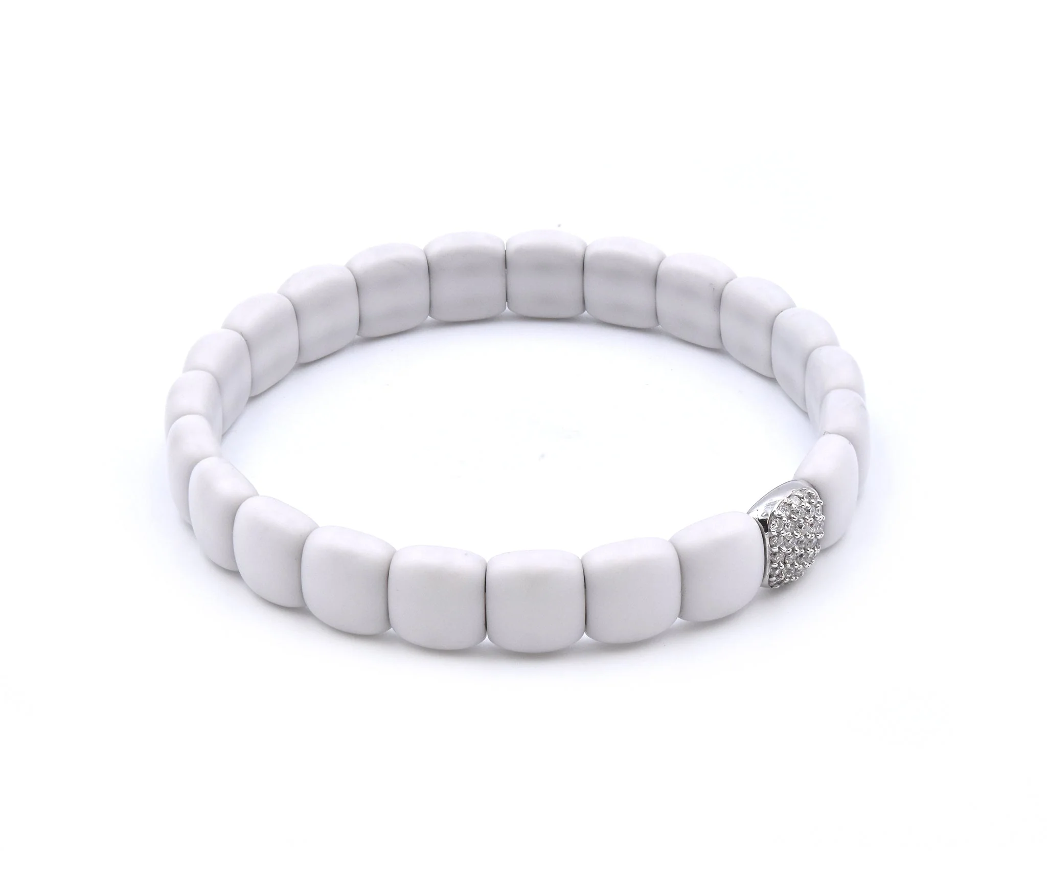 18k White Gold Ceramic and Diamond Bracelet - Image 2