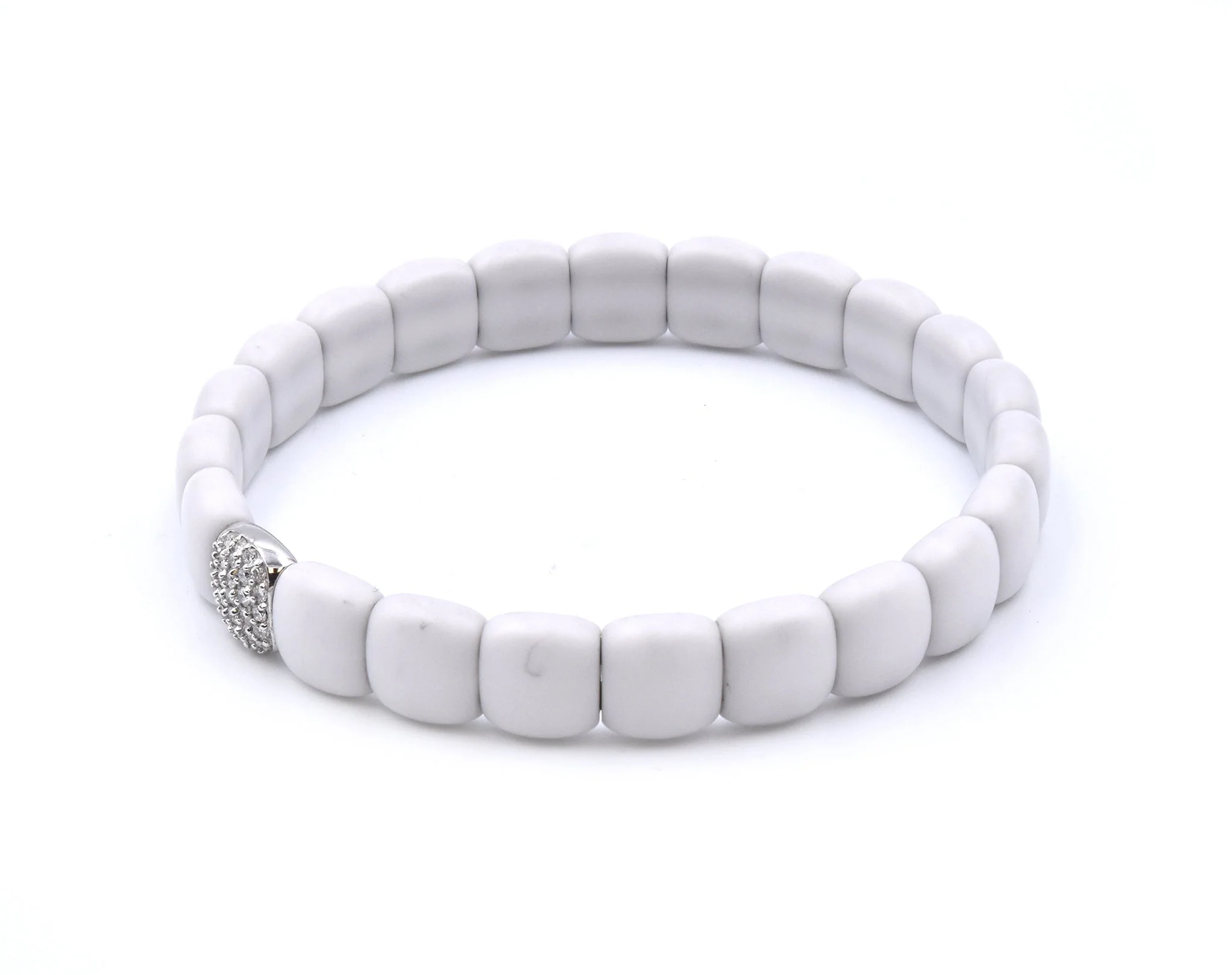 18k White Gold Ceramic and Diamond Bracelet - Image 3
