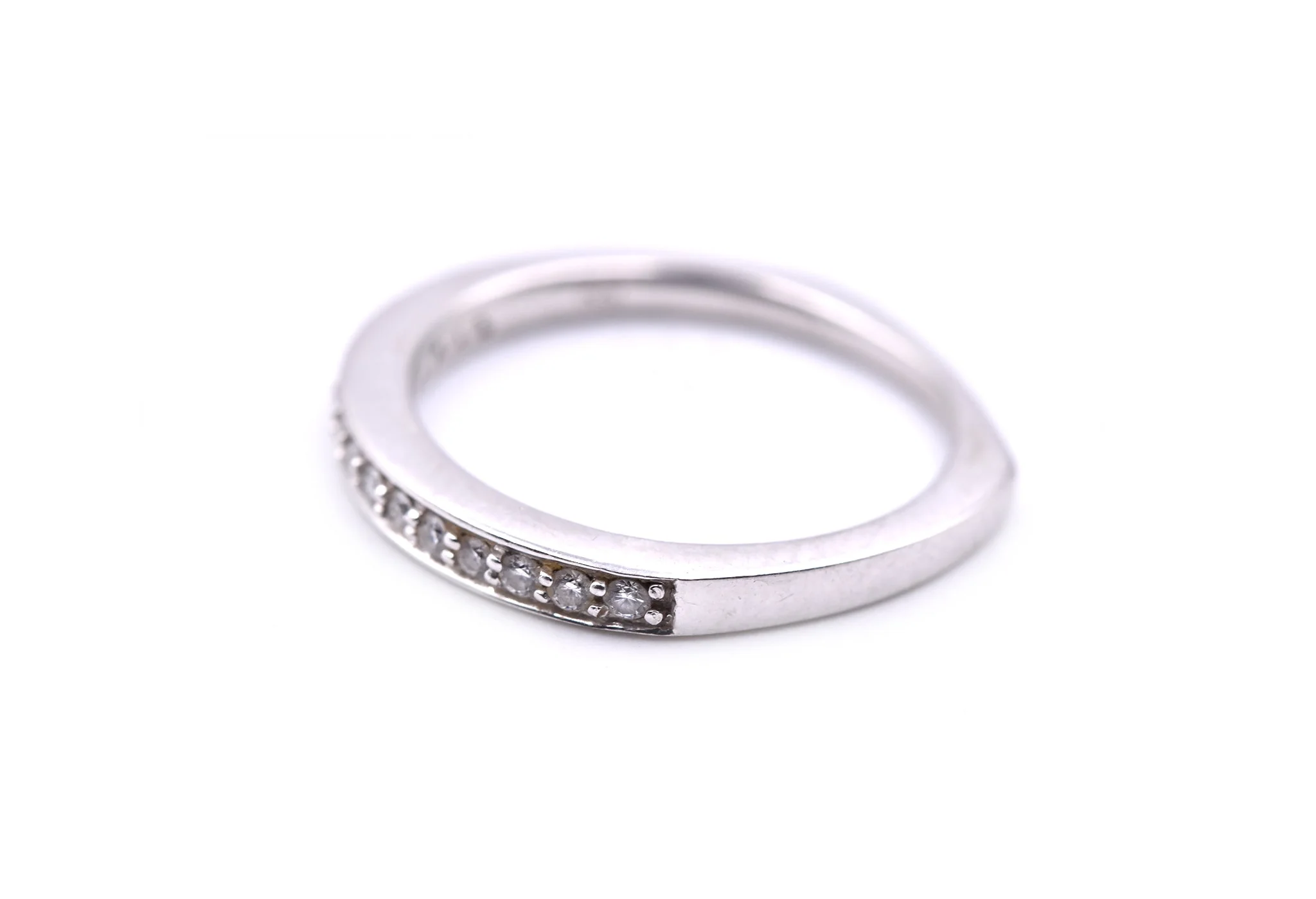 18k White Gold Diamond Band with Euro Shank - Image 2