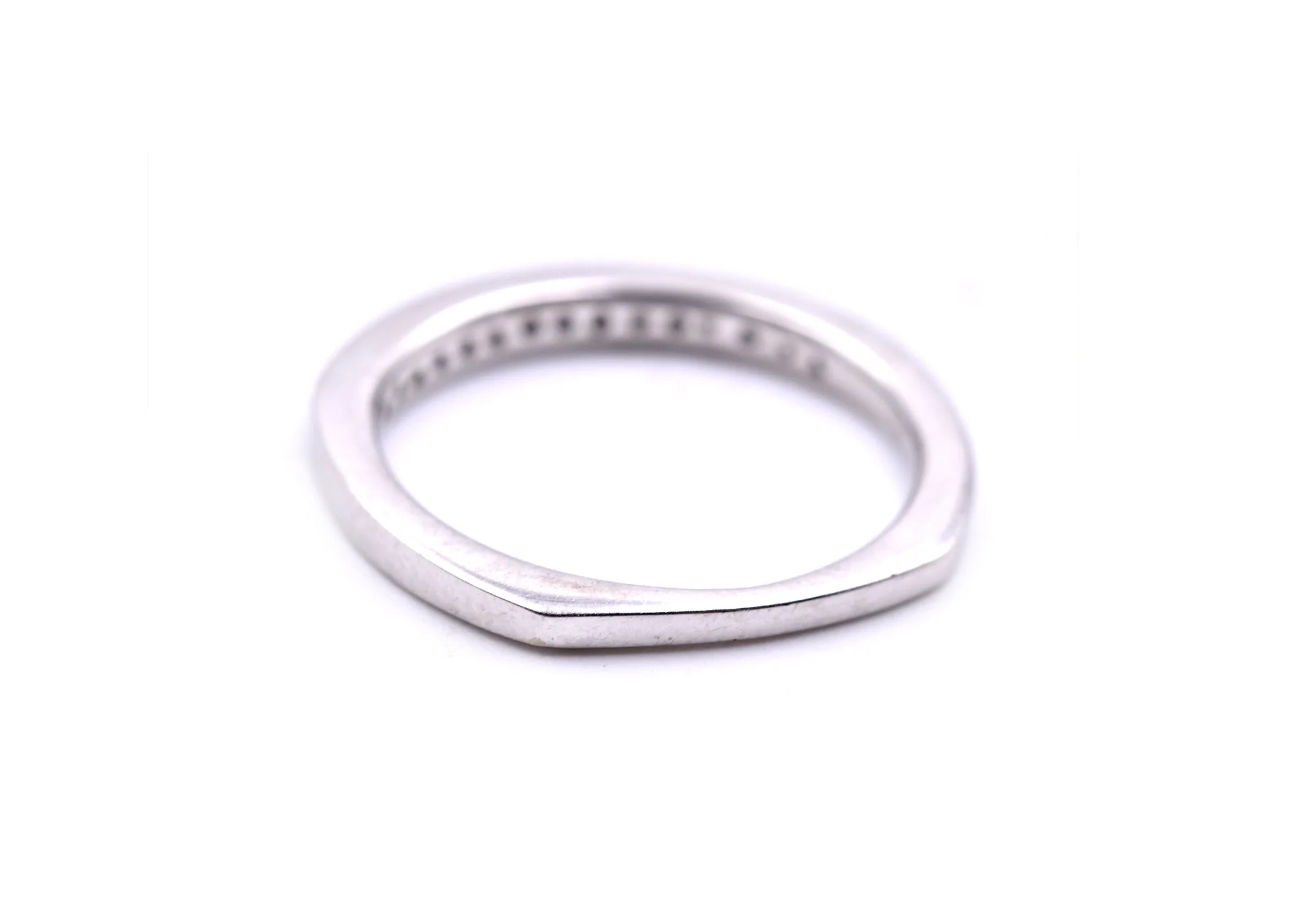 18k White Gold Diamond Band with Euro Shank - Image 3