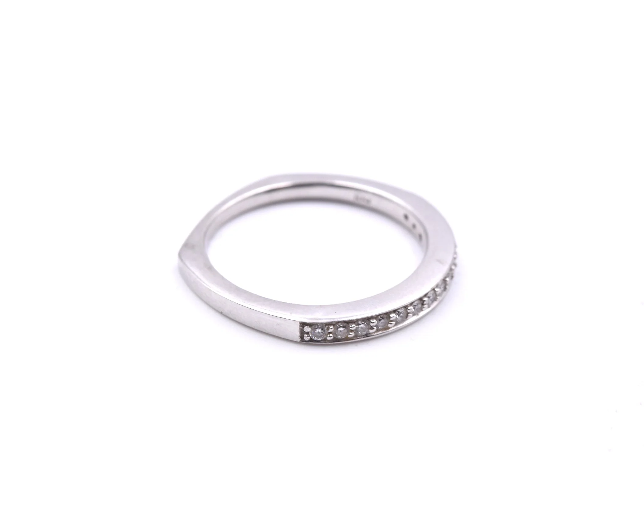 18k White Gold Diamond Band with Euro Shank - Image 4